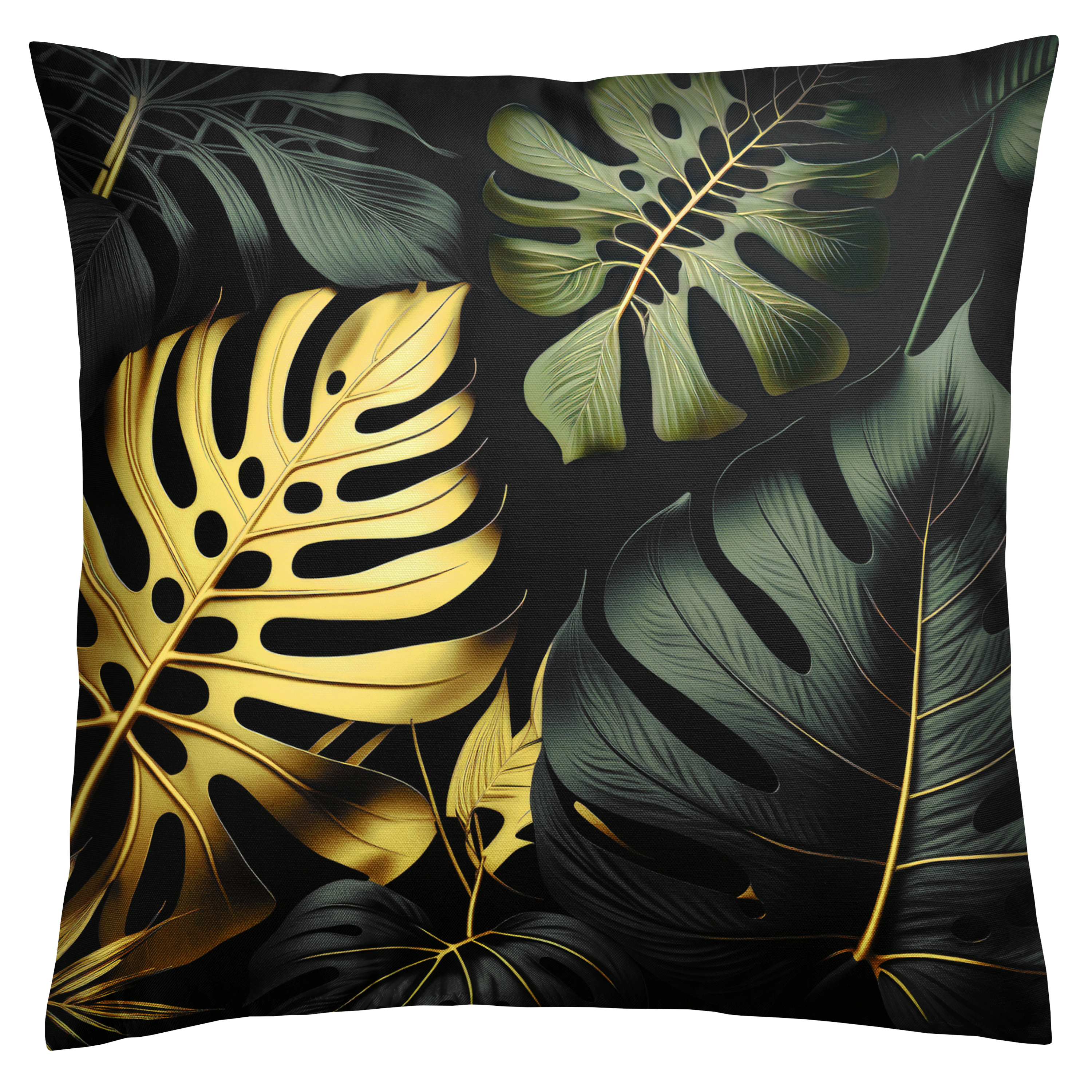Poduszka ogrodowa dekoracyjna Botanic Black Gold 45x45 cm czarna w liście Domarex