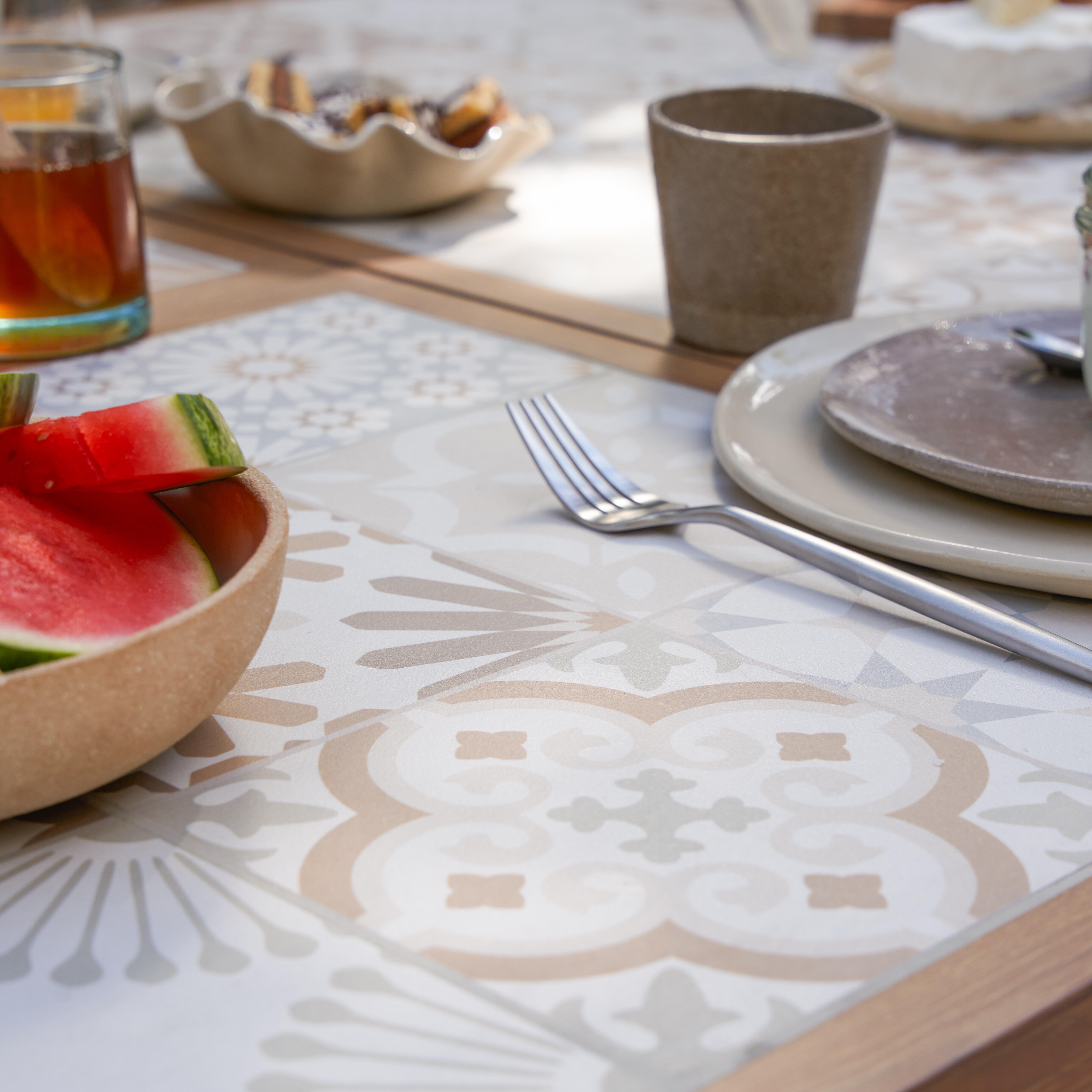 Tavolo da giardino allungabile Gaia NATERIAL in alluminio marrone con piano in ceramica per 6 persone 191.5/257x96cm - 18