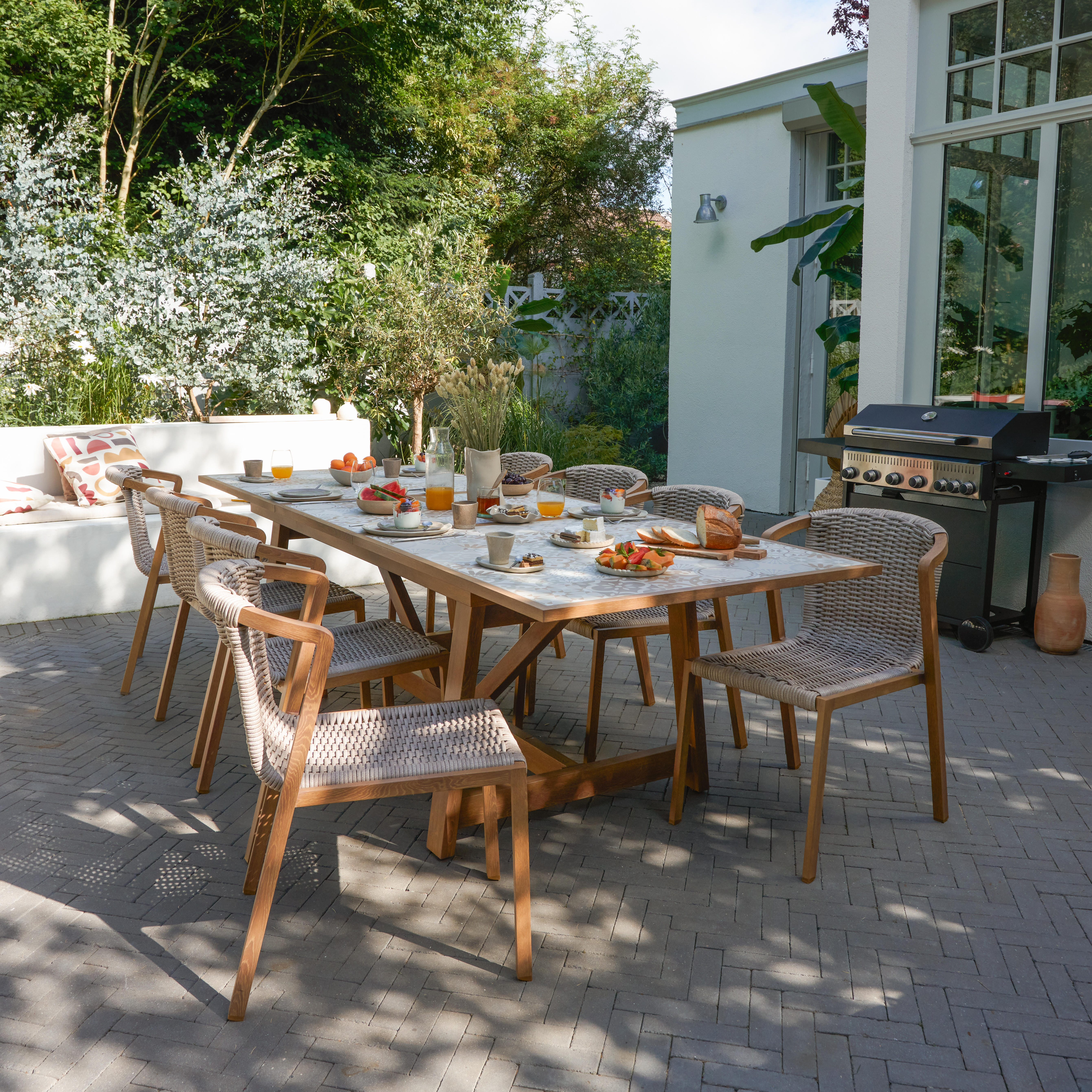 Tavolo da giardino allungabile Gaia NATERIAL in alluminio marrone con piano in ceramica per 6 persone 191.5/257x96cm - 11