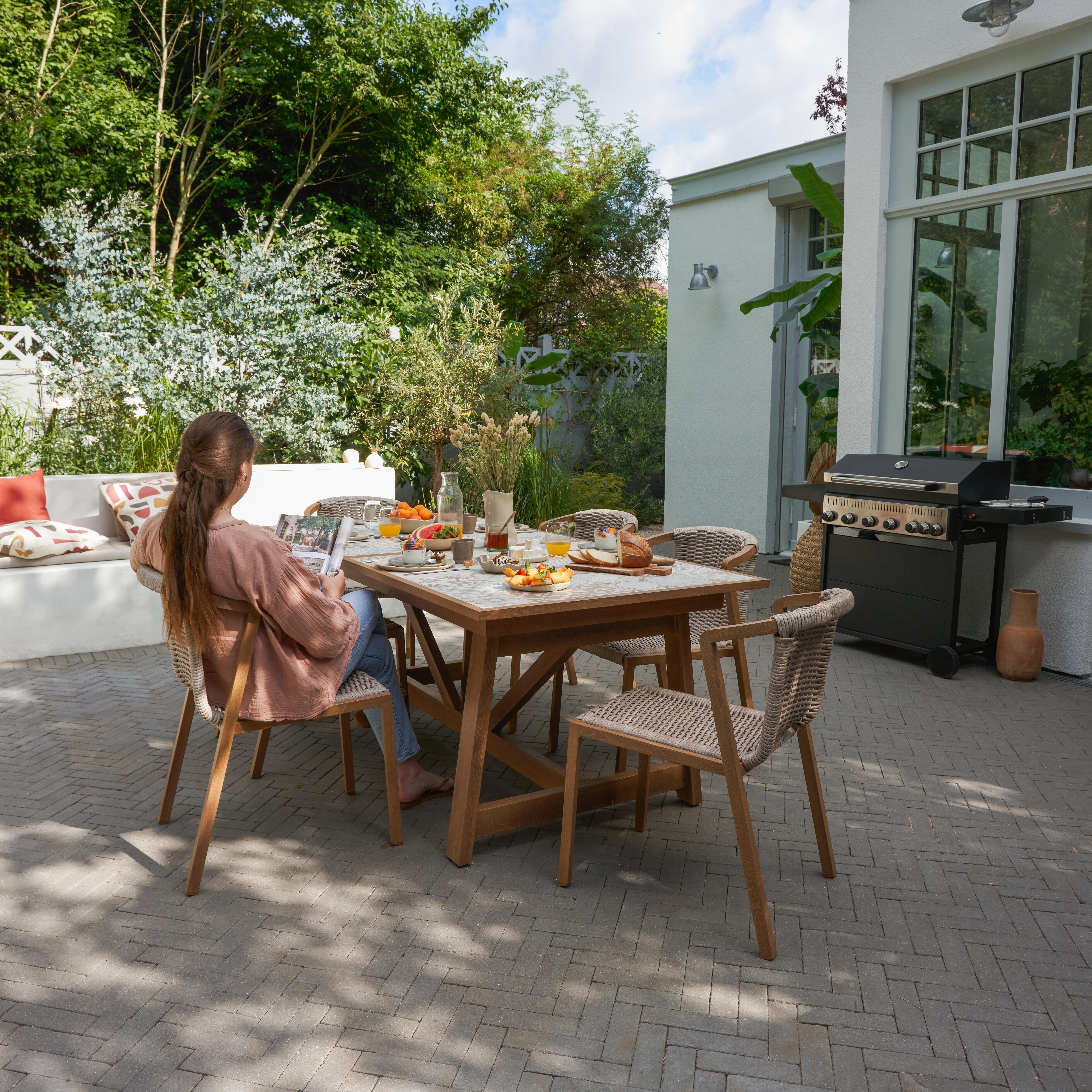 Tavolo da giardino allungabile Gaia NATERIAL in alluminio marrone con piano in ceramica per 6 persone 191.5/257x96cm - 9