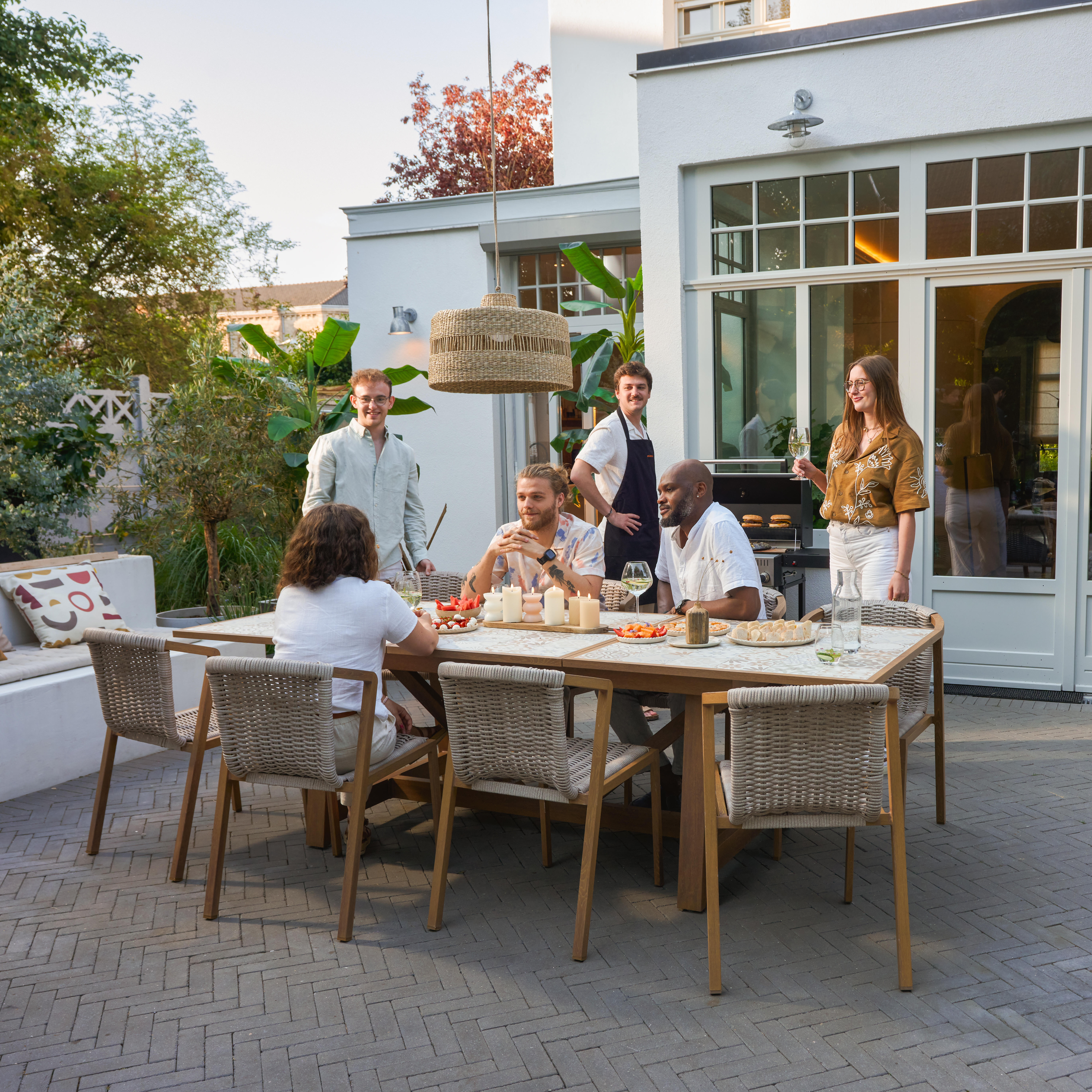 Tavolo da giardino allungabile Gaia NATERIAL in alluminio marrone con piano in ceramica per 6 persone 191.5/257x96cm - 8