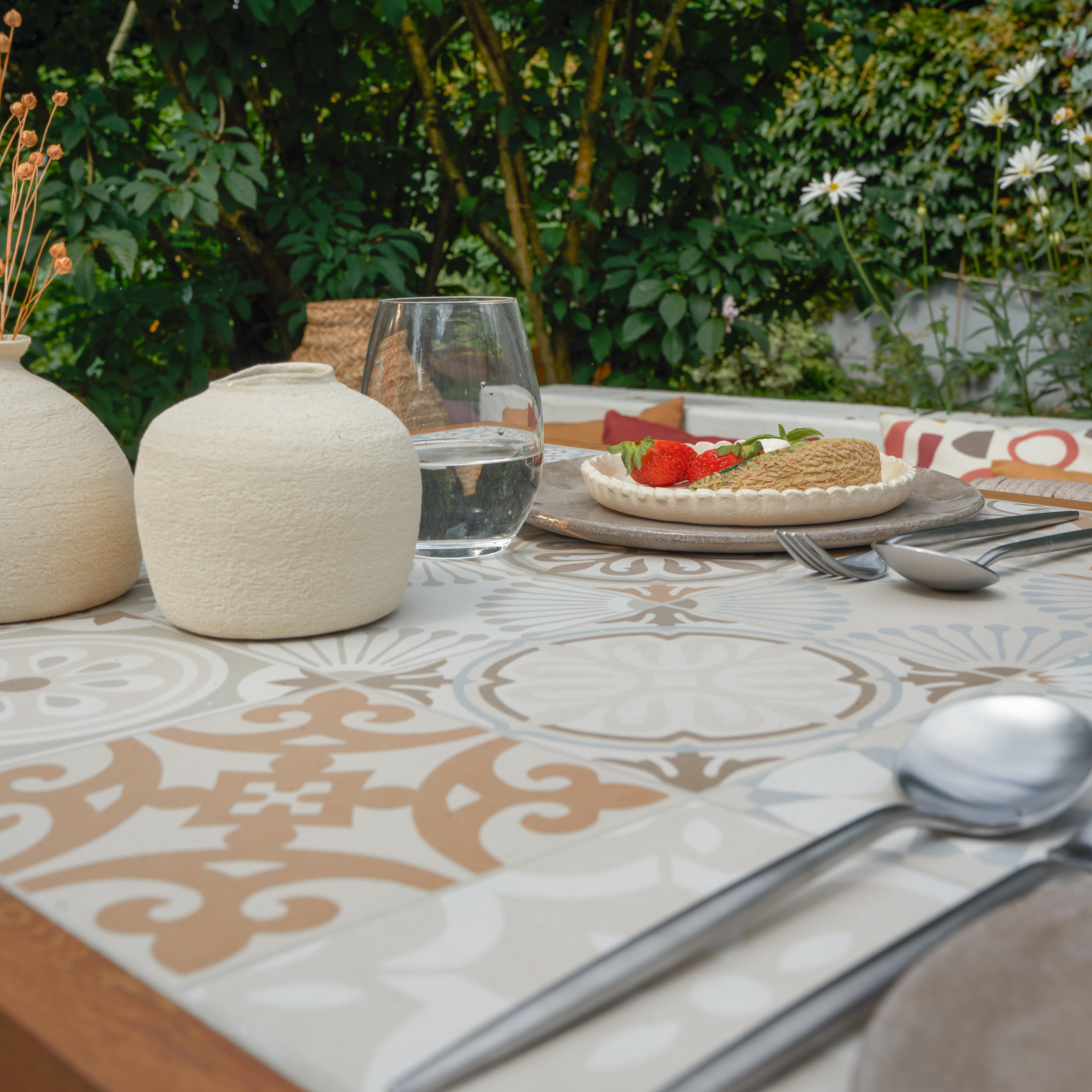 Mesa de jardín de comedor de aluminio Gaia marrón de 65.5x100x126 cm - 9