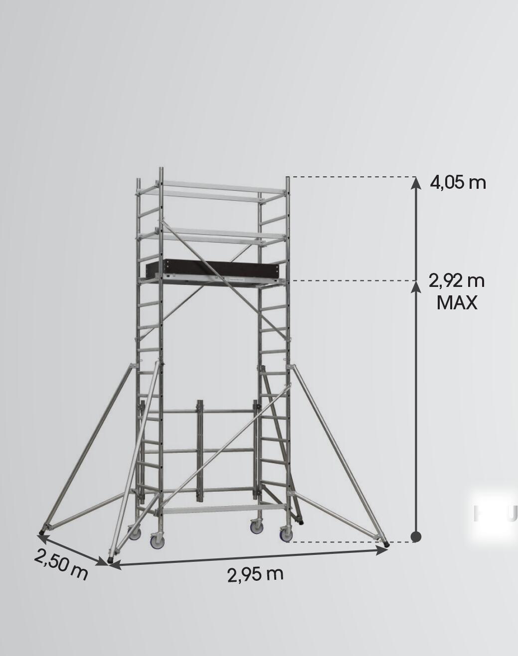 Echafaudage mobile aluminium 439703 CENTAURE, hauteur de plateau 2.92 m - 6