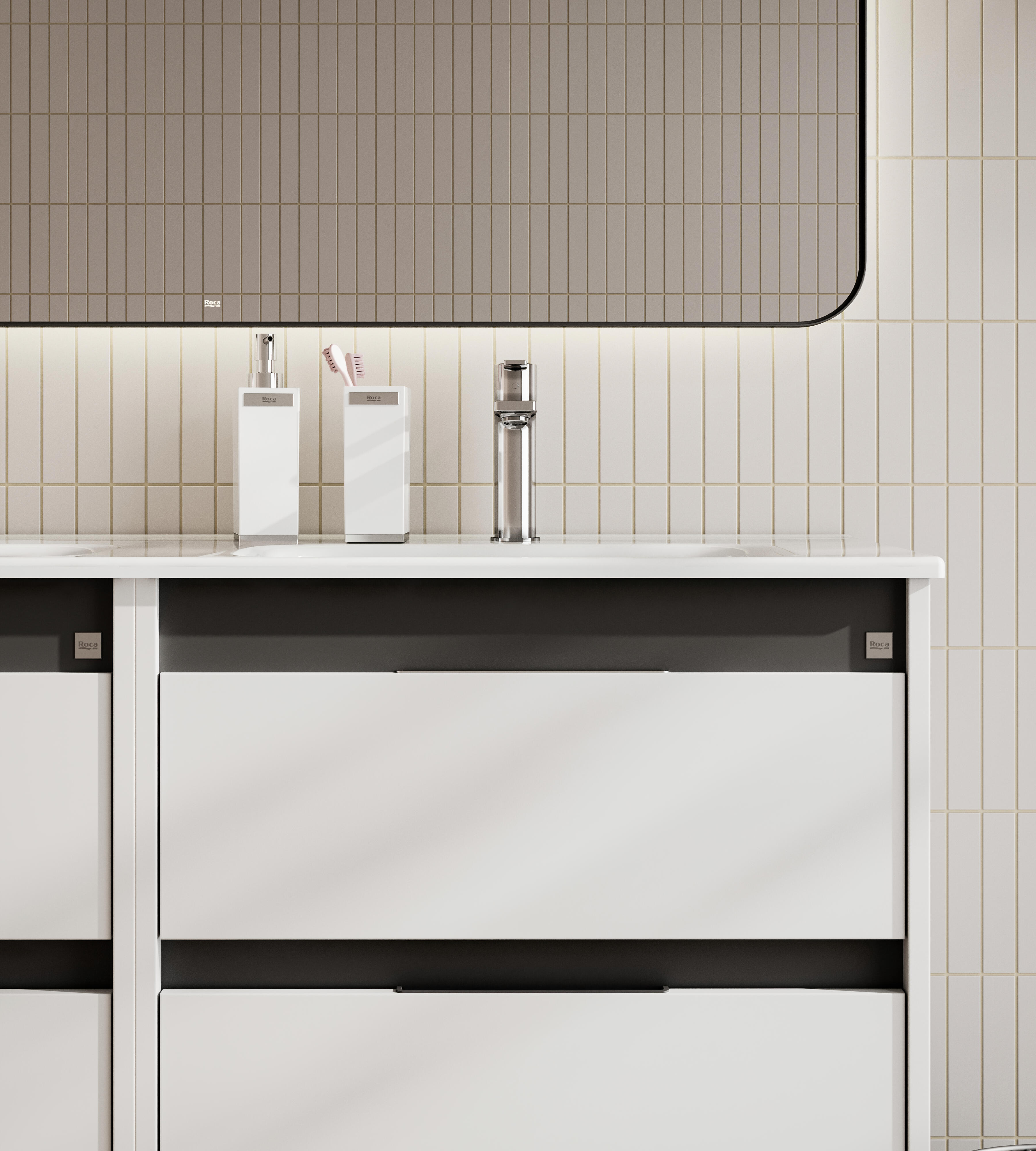 Mueble de baño con lavabo doble Alpine blanco mate 120x46 cm - 5