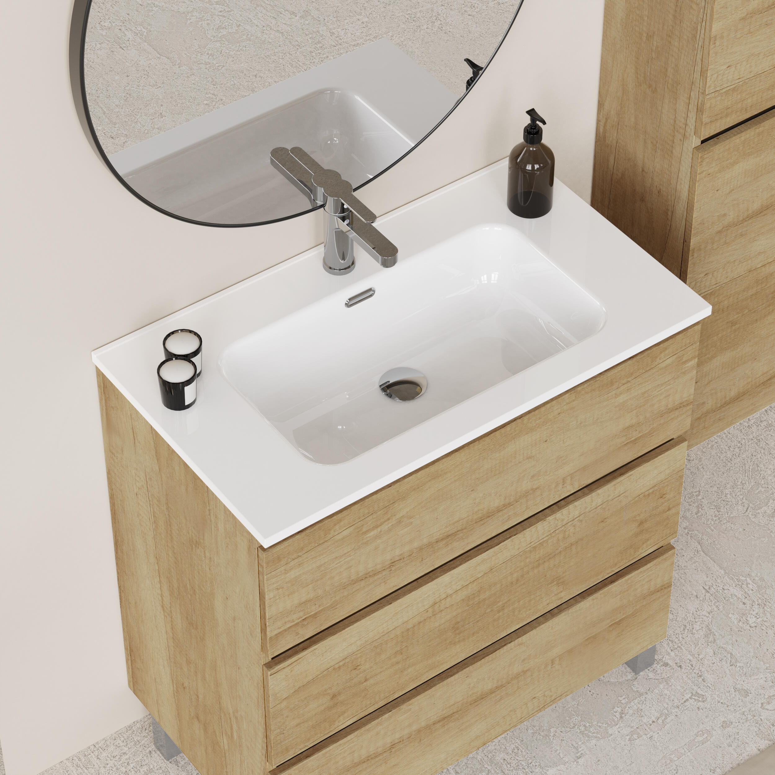 Mueble de baño Espacio marrón 90x46 cm (lavabo no incluido) - 7