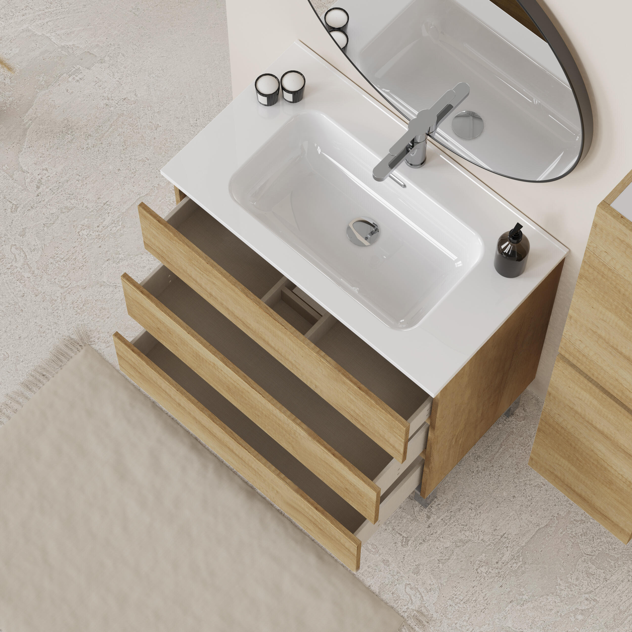 Mueble de baño Espacio marrón 90x46 cm (lavabo no incluido) - 6