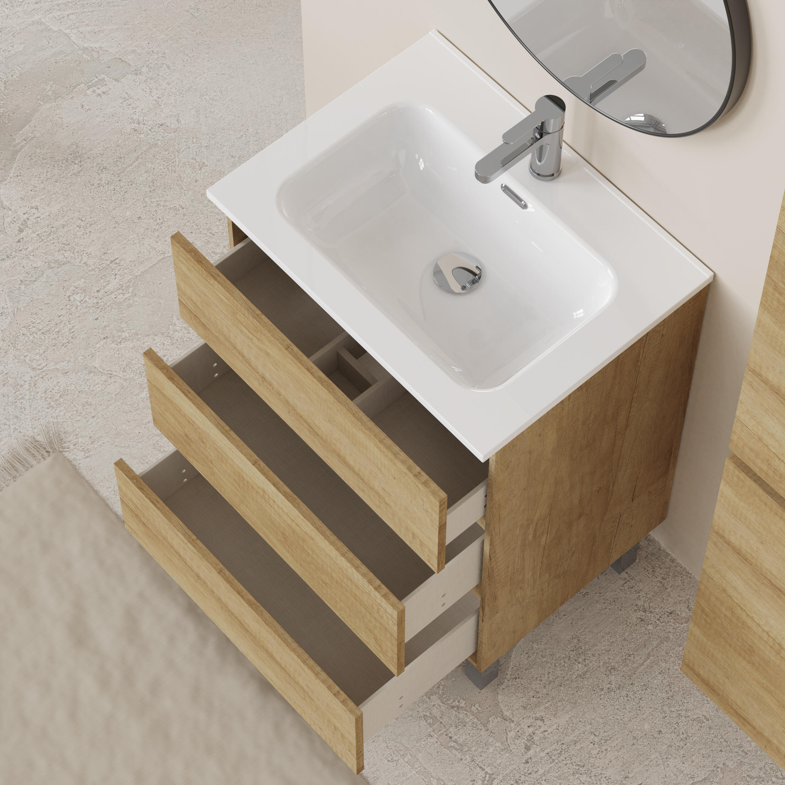 Mueble de baño Espacio marrón 60x46 cm (lavabo no incluido) - 6