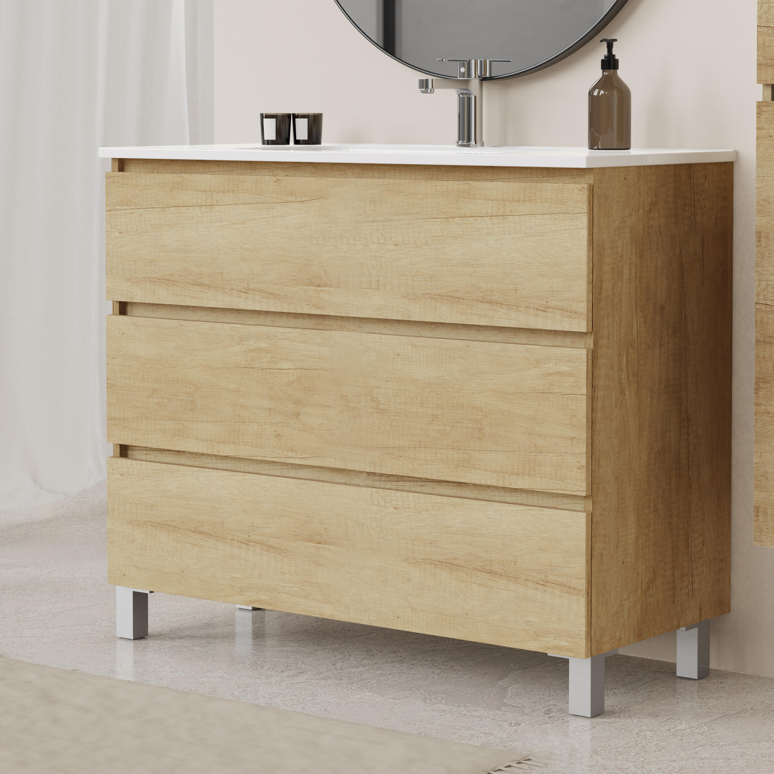 Mueble de baño Espacio marrón 100x46 cm (lavabo no incluido) - 3