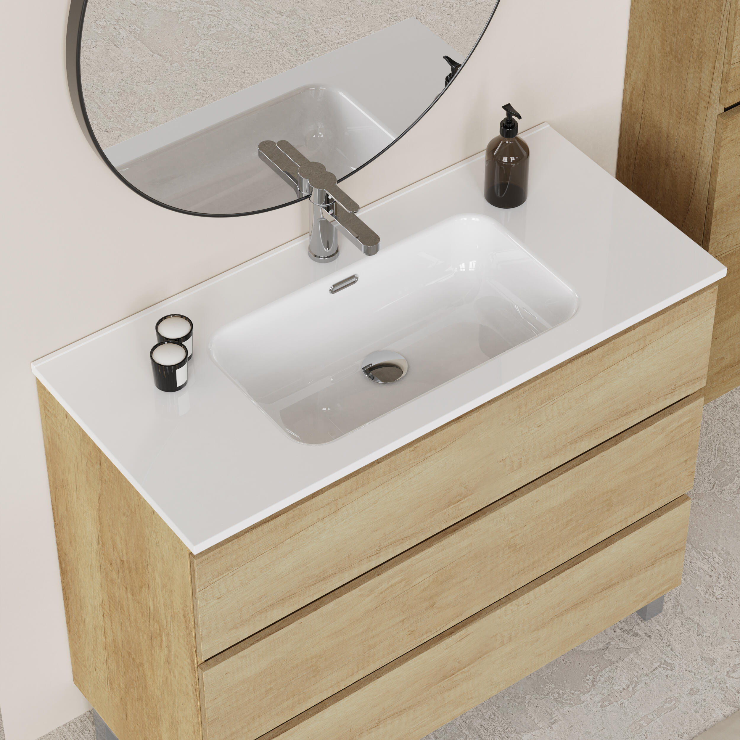 Mueble de baño Espacio marrón 100x46 cm (lavabo no incluido) - 6