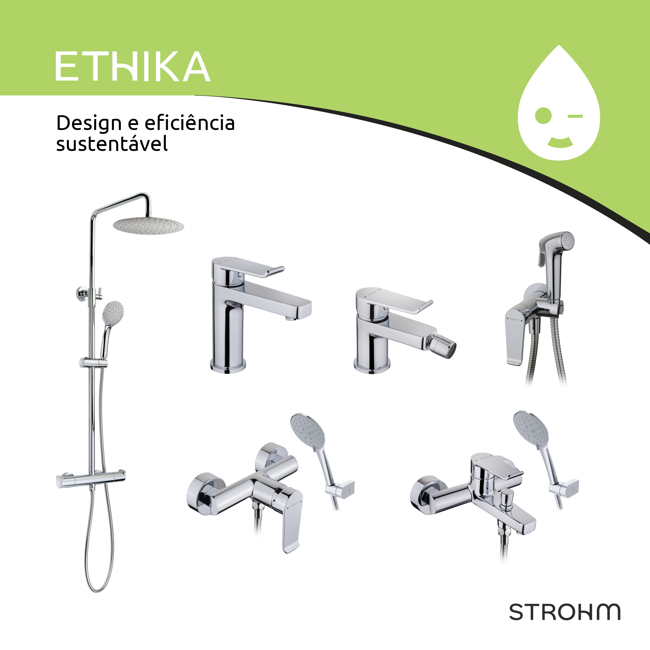 Conjunto de duche termostático cromado Ethika - 8