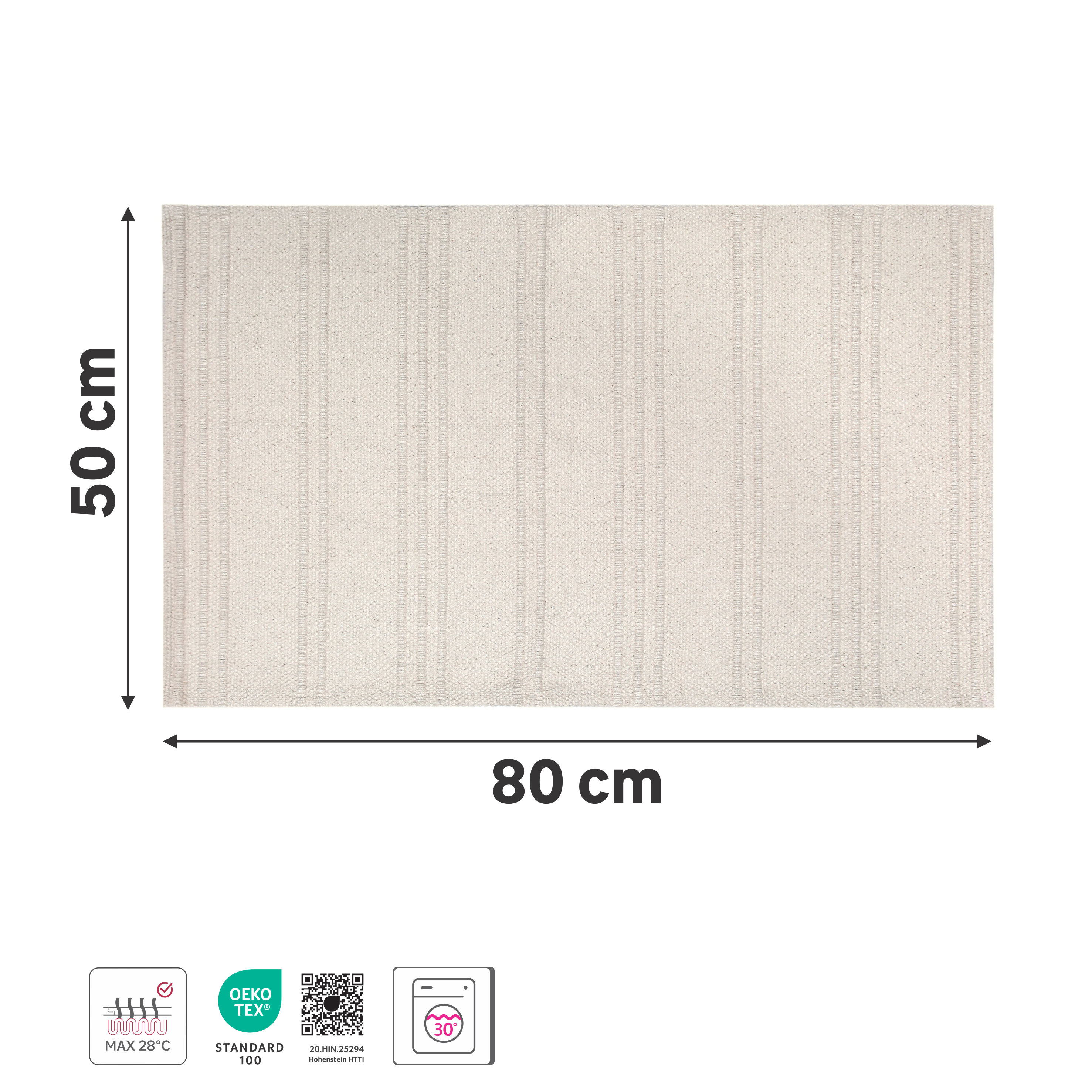Alfombra pie de cama  algodón tejido plano  Cotty  beige paper  lavable en lavadora 50x77cm - 3