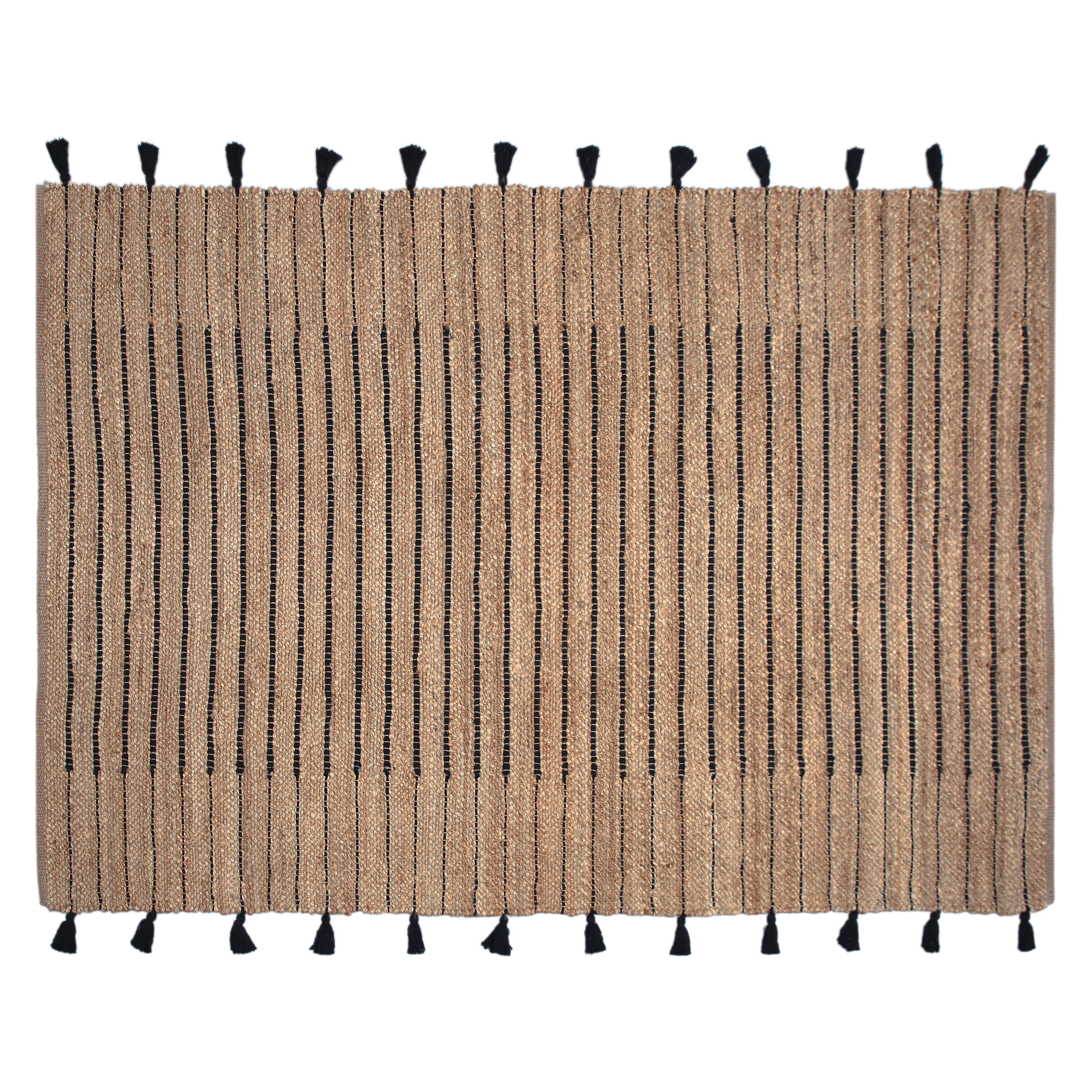 Alfombra yute tejido plano inspire jimma con líneas beige natural negro 160x230cm