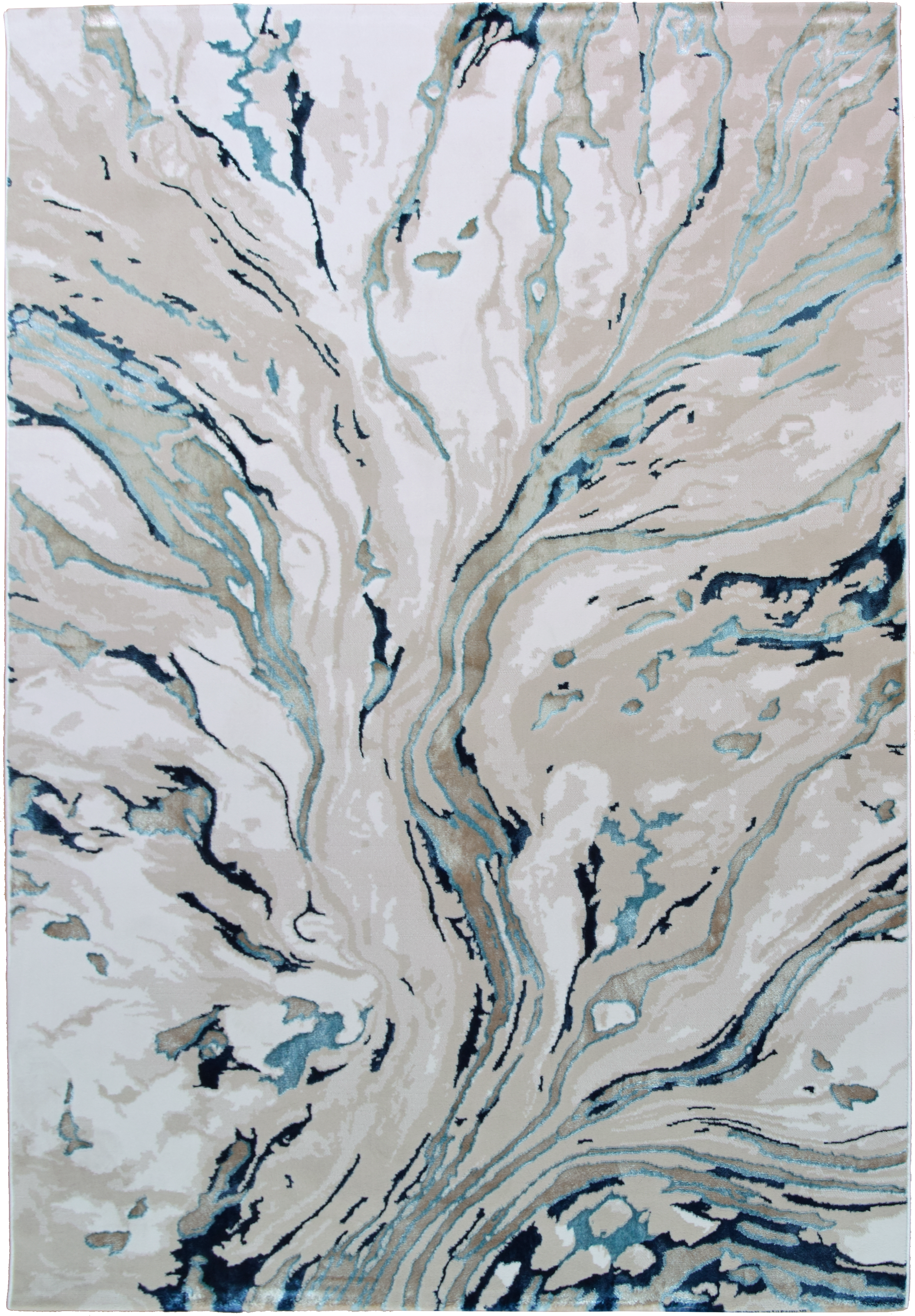 Alfombra poliéster pelo medio marne 37/004 con líneas azul 190x290cm