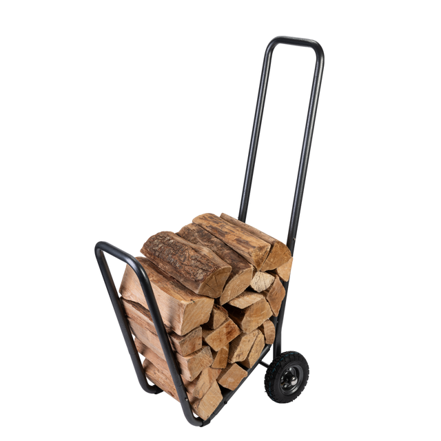 Chariot à bûches noir ATELIER DIXNEUF 005.1502ch l.65 x H.106 cm