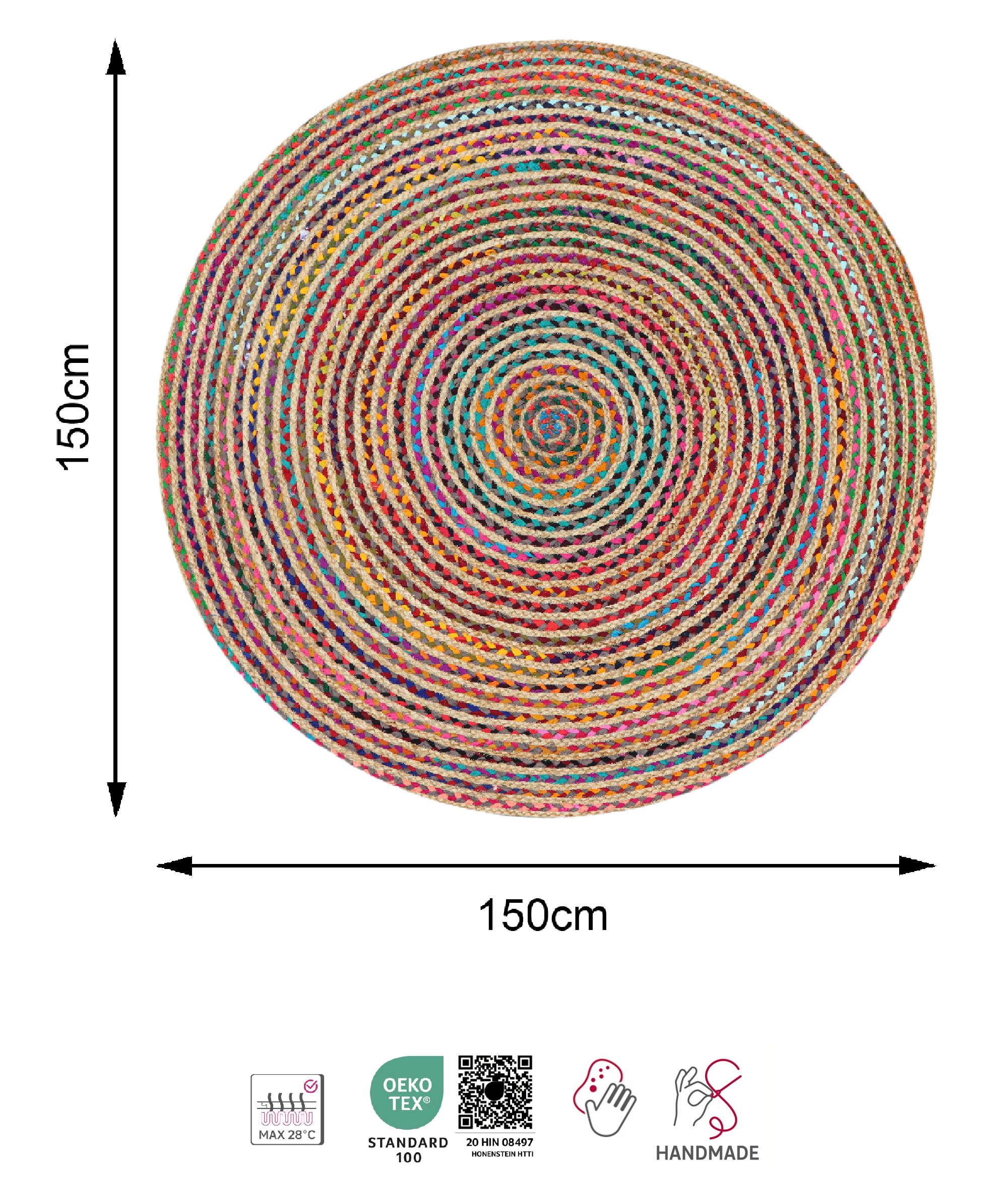 Tapis intérieur rond jute Multicolor mix - 4