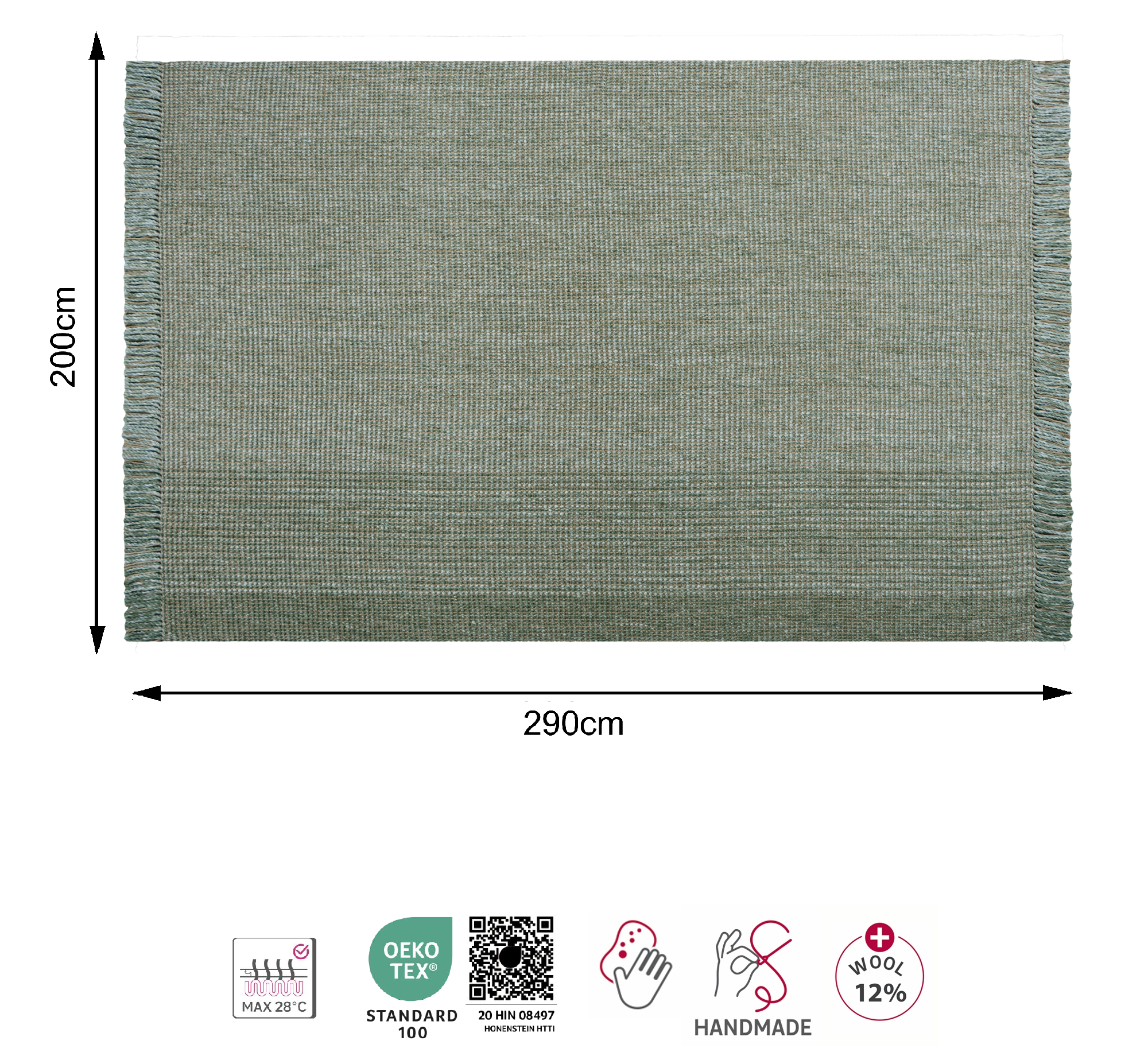 Dywan z frędzlami z juty Comfy zielony 200 x 290 cm Inspire - 15