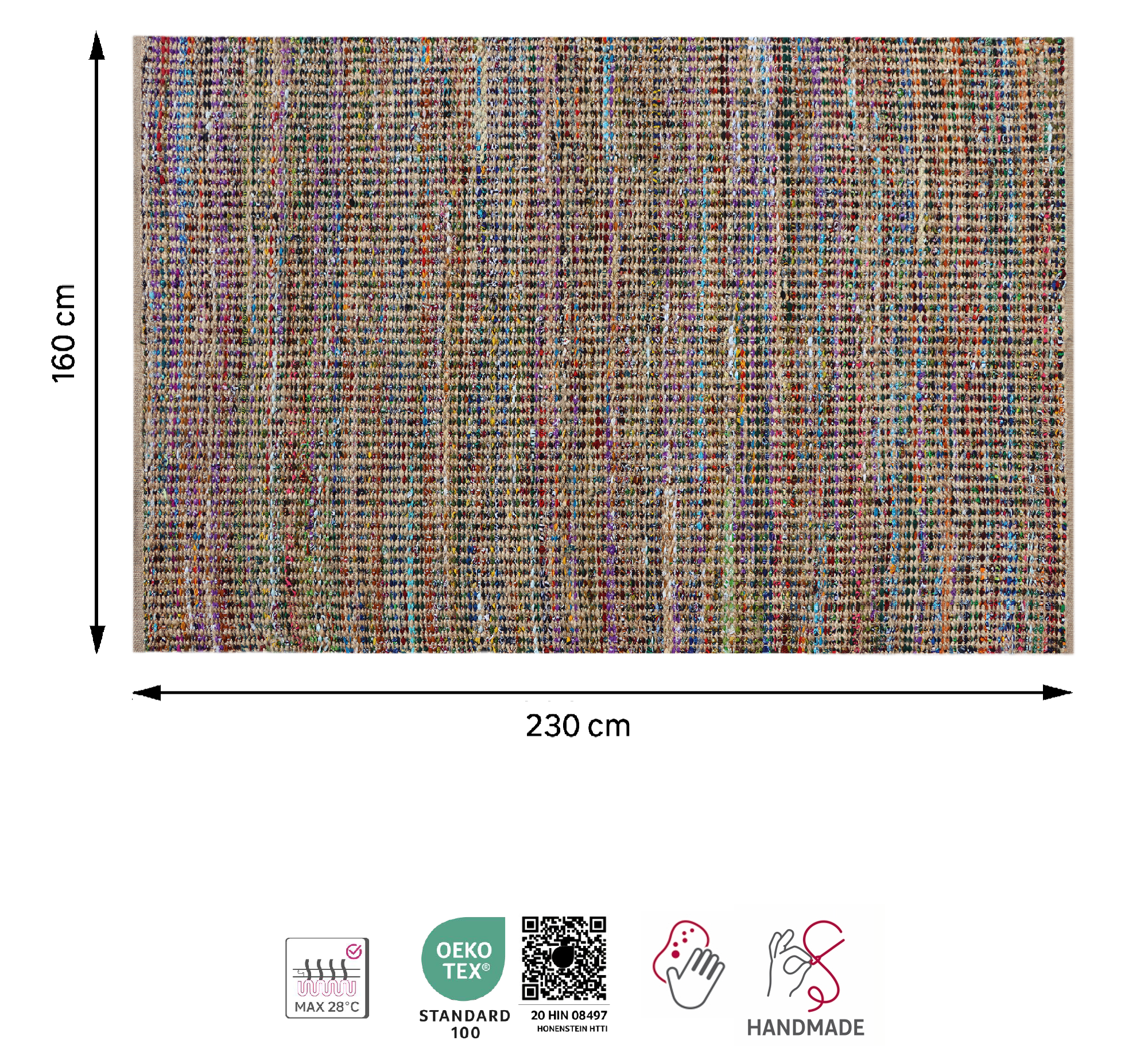 Tapete de juta Baki 160X230cm multicores Inspire - 6