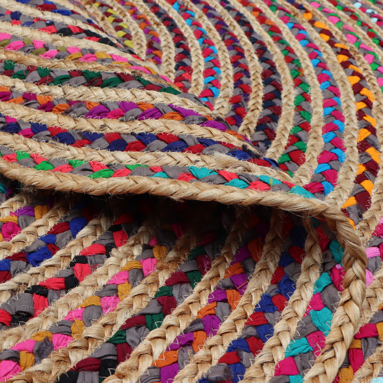 Tapis intérieur rond jute Multicolor mix - 7