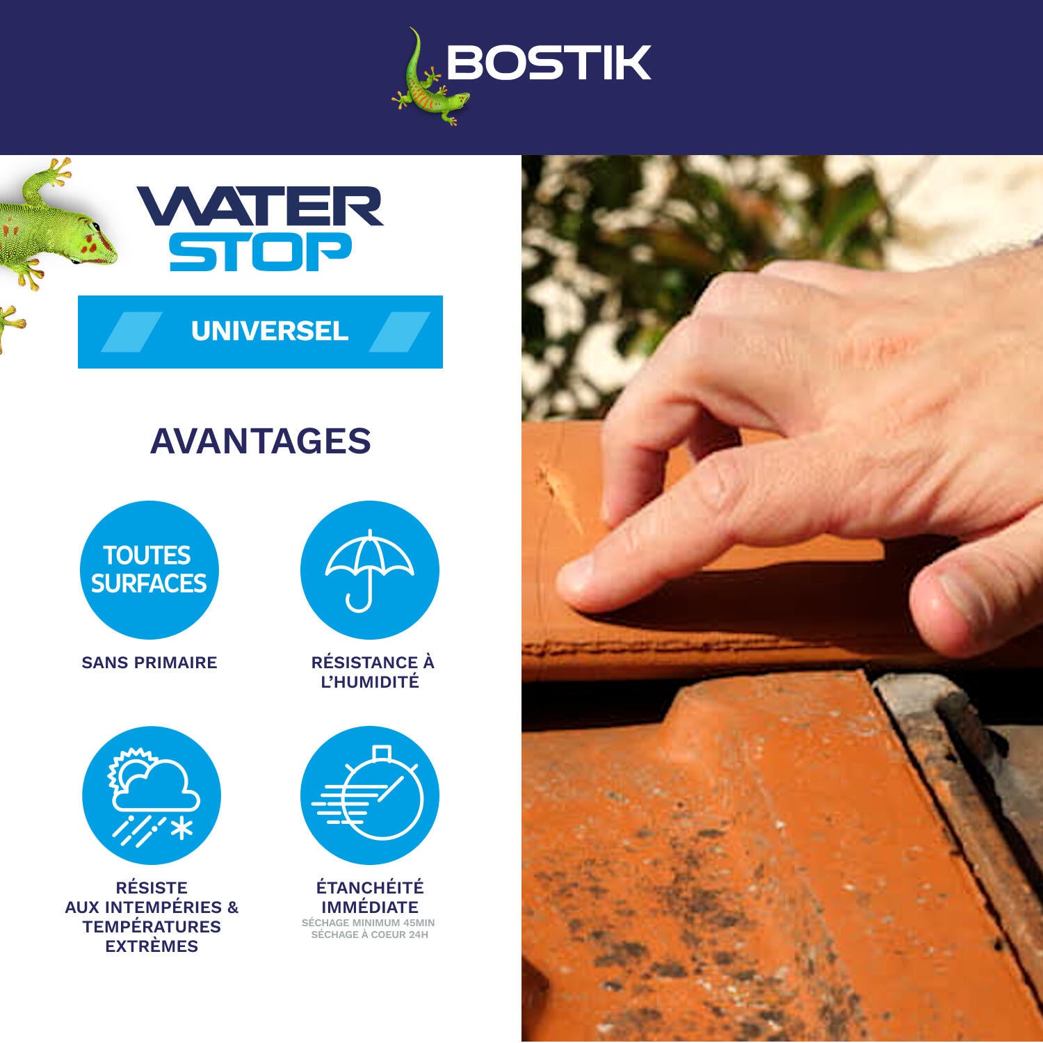 Membrane d'étanchéité Waterstop tous travaux Tuile BOSTIK 290ML - 4