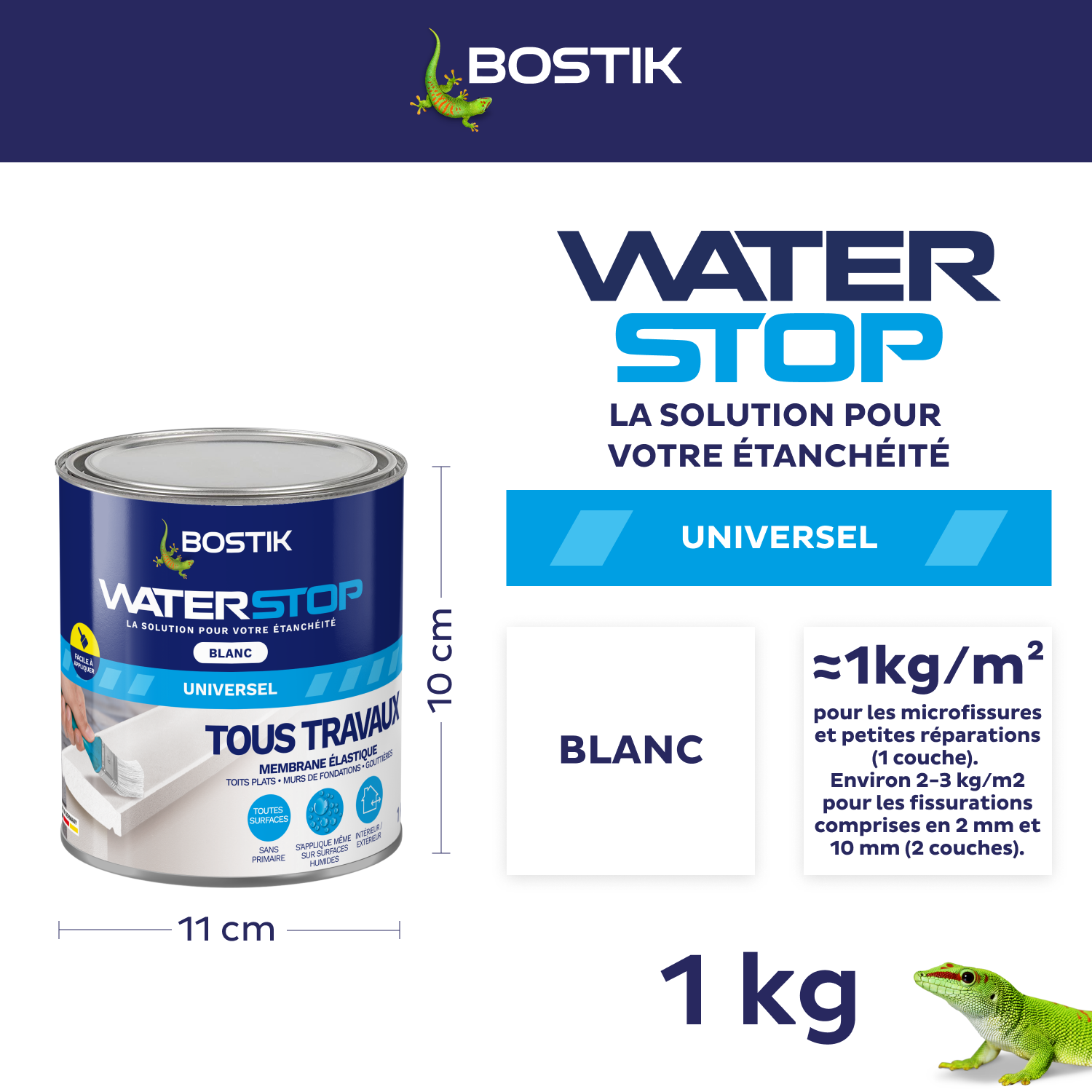 Membrane d'étanchéité Waterstop tous travaux Blanc BOSTIK 1KG - 2