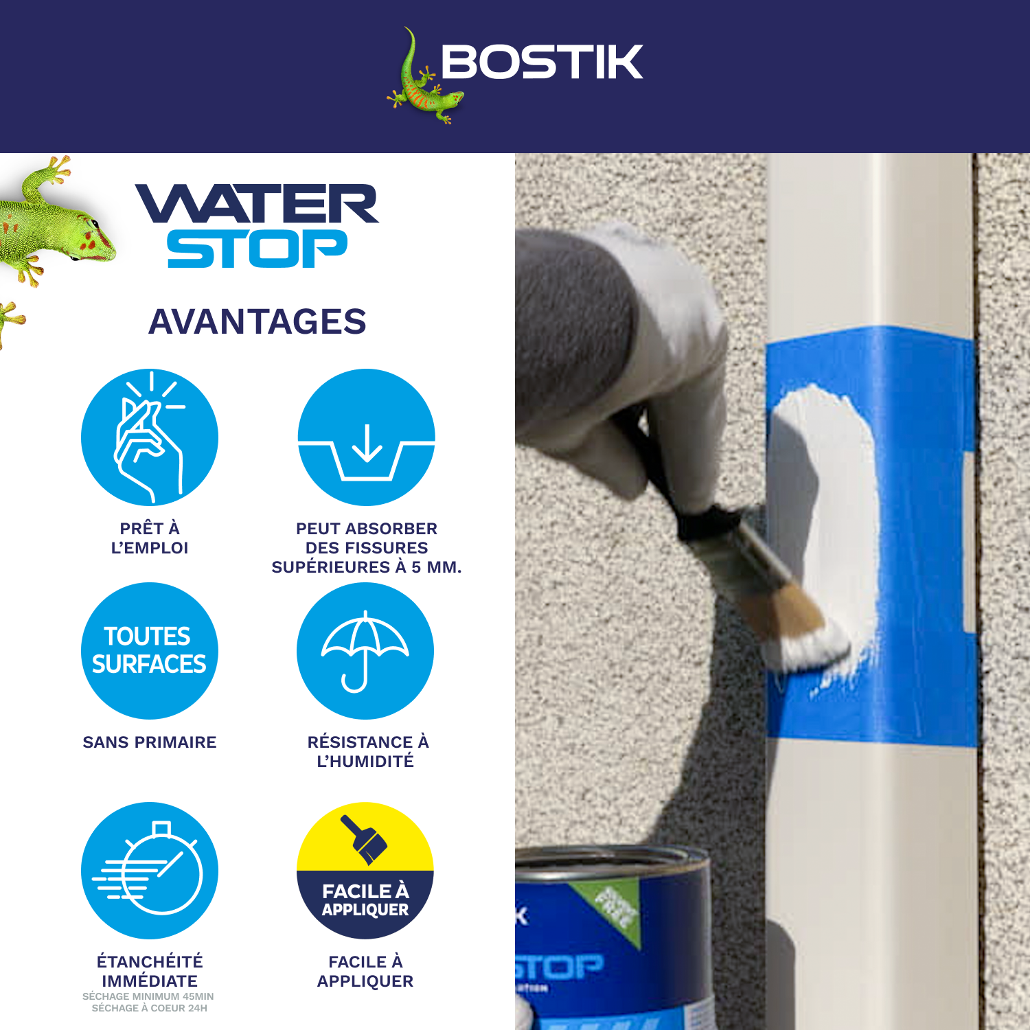 Membrane d'étanchéité Waterstop tous travaux Blanc BOSTIK 1KG - 4
