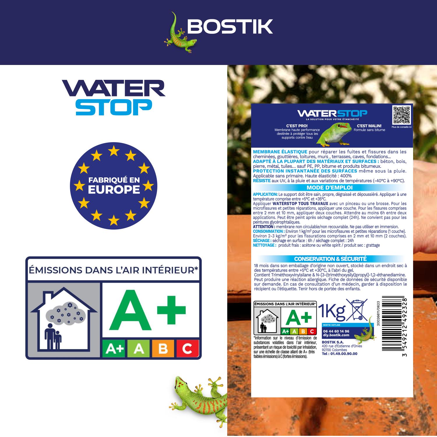 Membrane d'étanchéité Waterstop tous travaux Blanc BOSTIK 1KG - 5