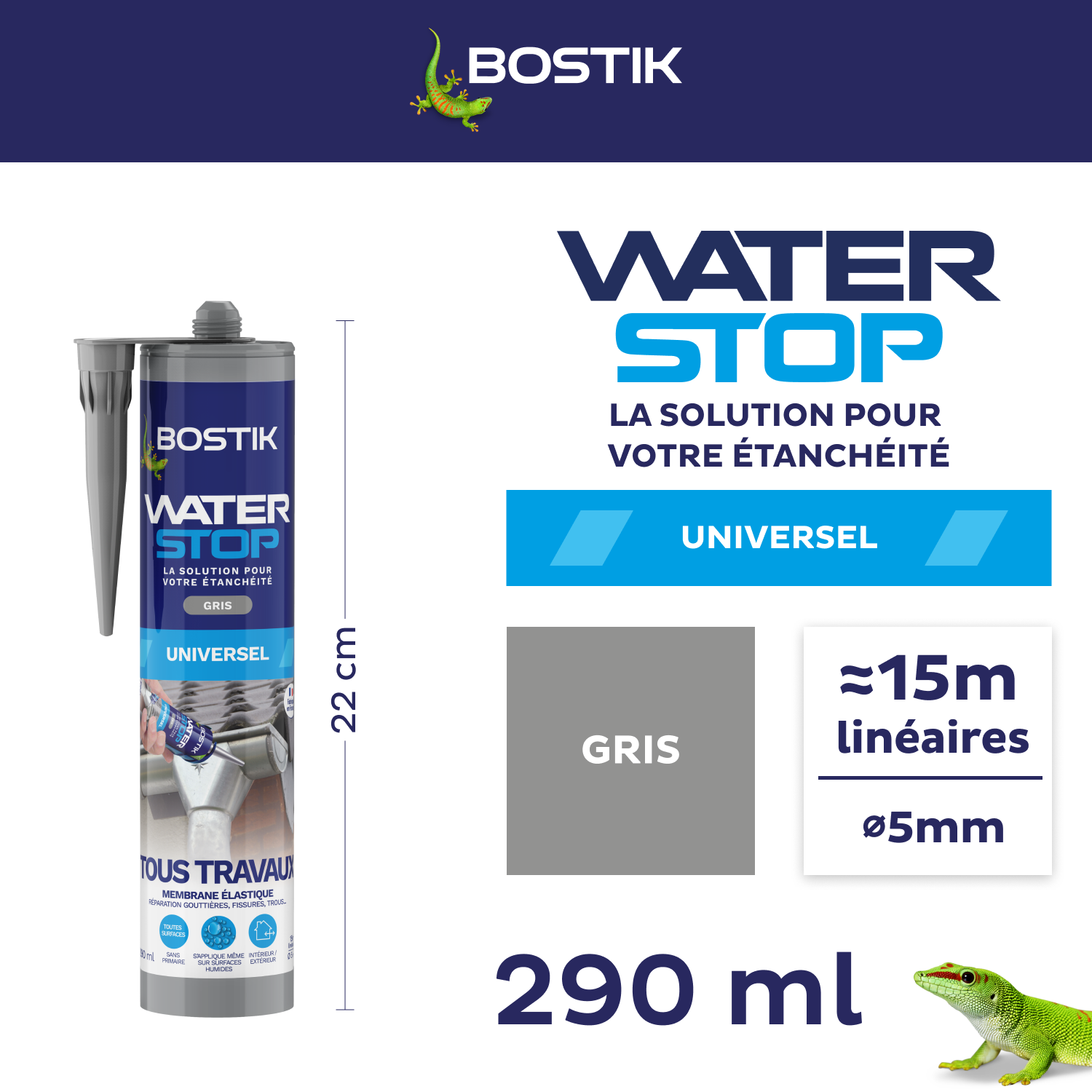 Membrane D tanch it Waterstop Tous Travaux Gris BOSTIK 290 Ml 