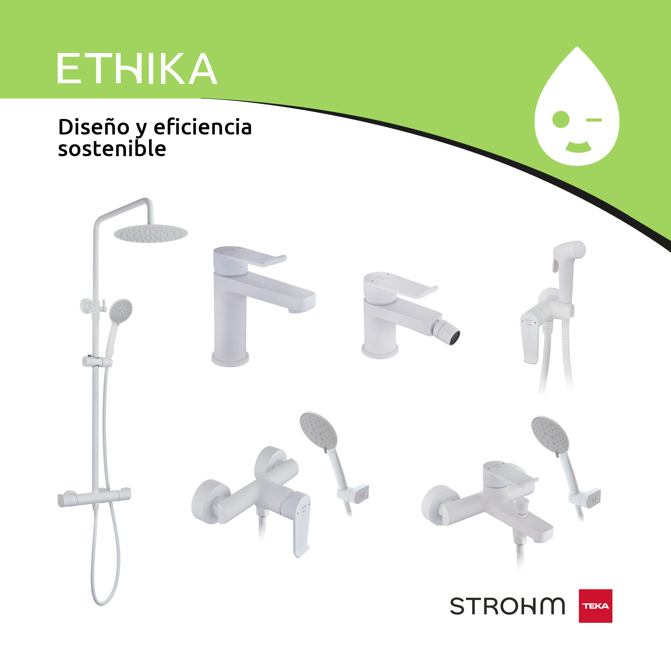 Grifo de ducha monomando STROHM TEKA Ethika blanco mate Antical Latón - 9
