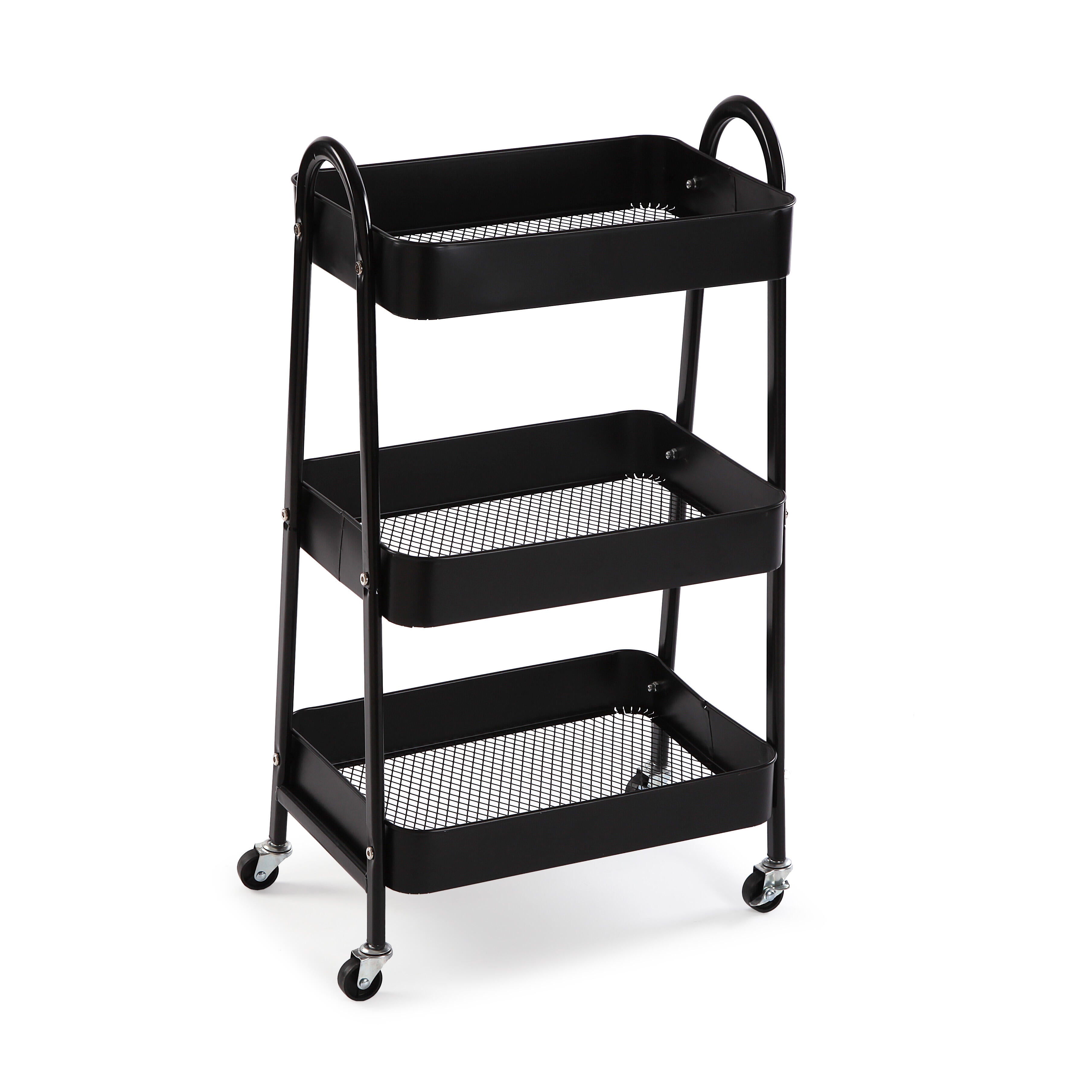 Carro de cocina metálico negro versa con 3 baldas