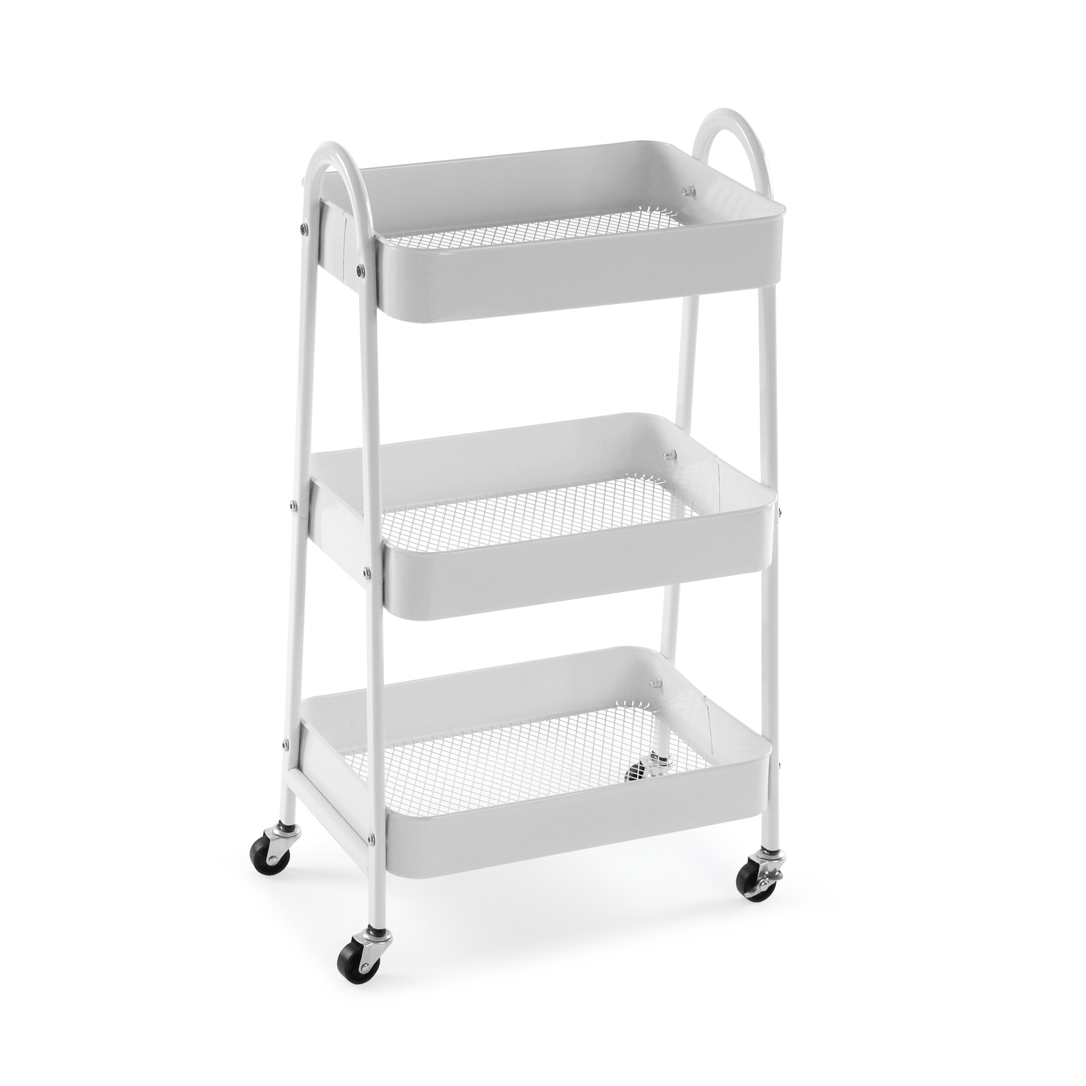 Carro de cocina metálico blanco versa con 3 baldas
