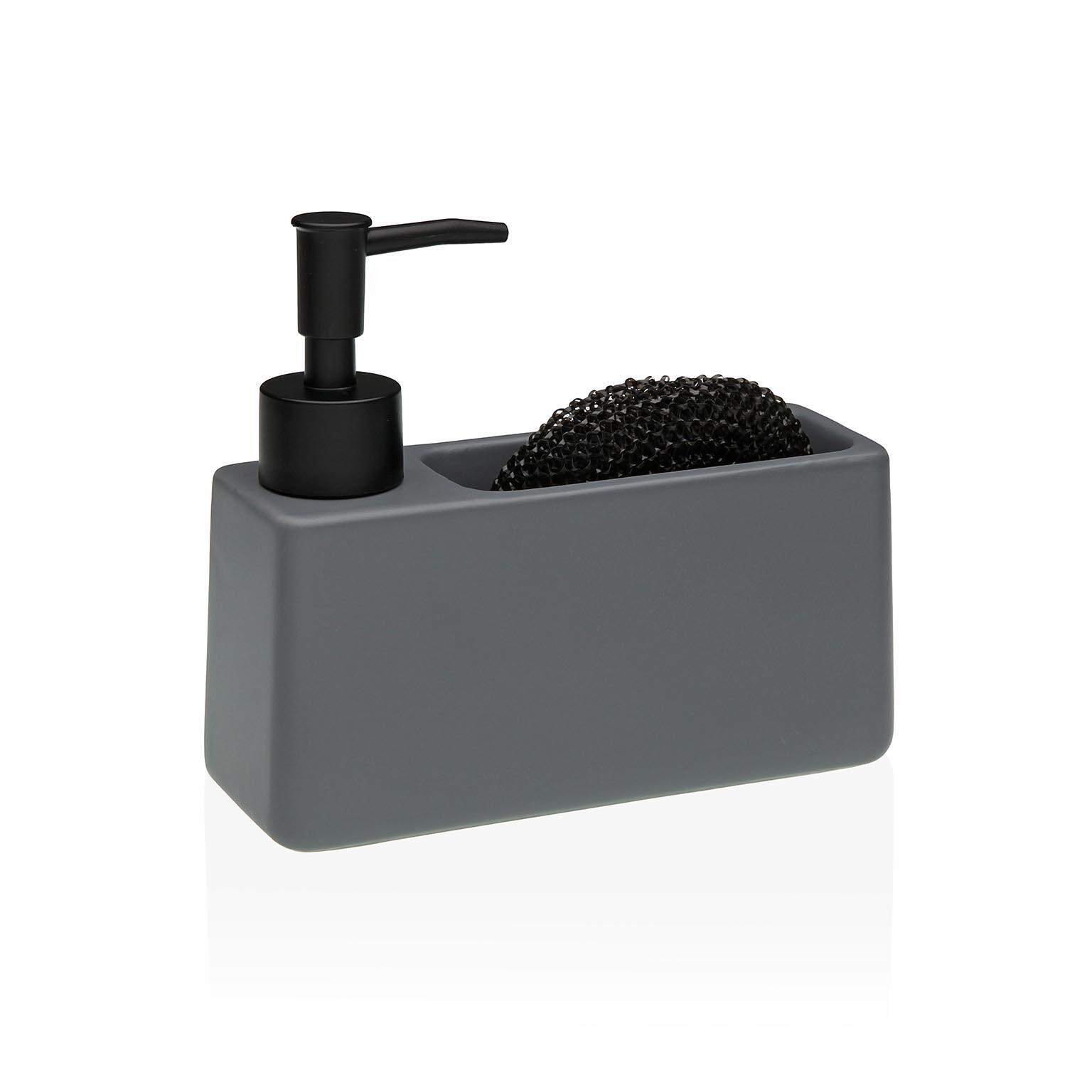 Dispensador de jabón y estropajero versa gris