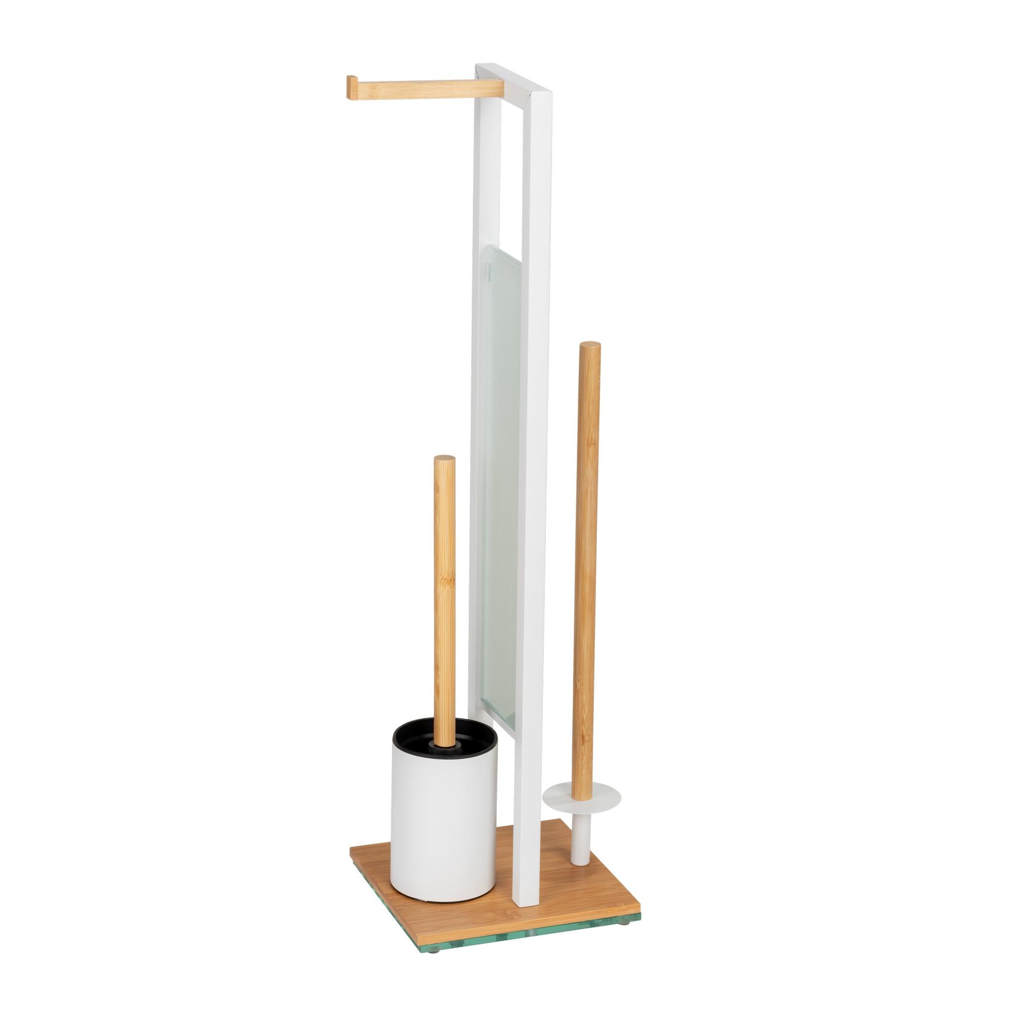 Escobillero y portarrollo blanco mate 18x70 cm