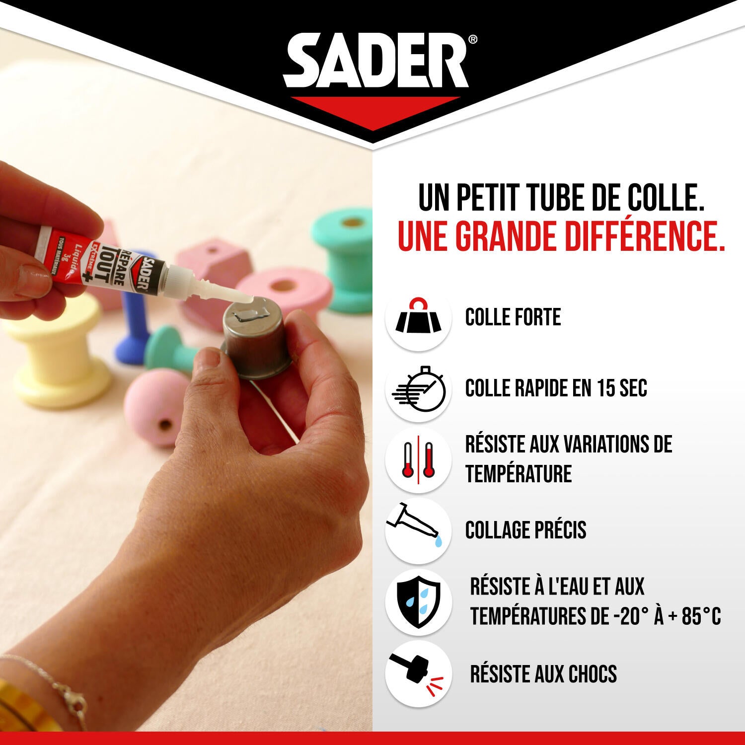Colle d'assemblage Cyanoacrylate Répare tout extrême + biosourcée SADER, 3g tran - 4