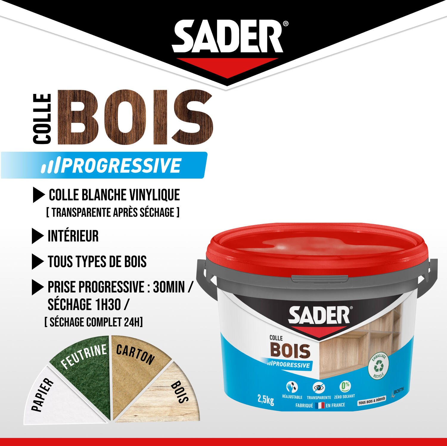 Colle d'assemblage liquide Prise progressive SADER, 2.5 Kg transparent - 3