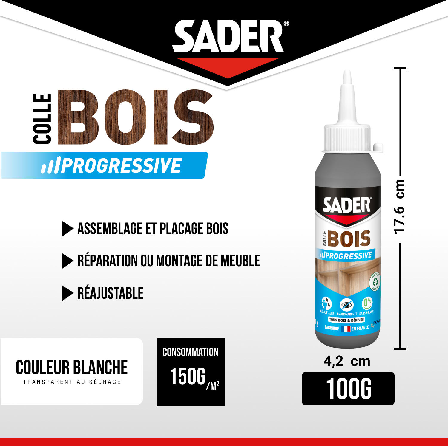 Colle d'assemblage liquide Prise progressive SADER, 100 g transparent - 2