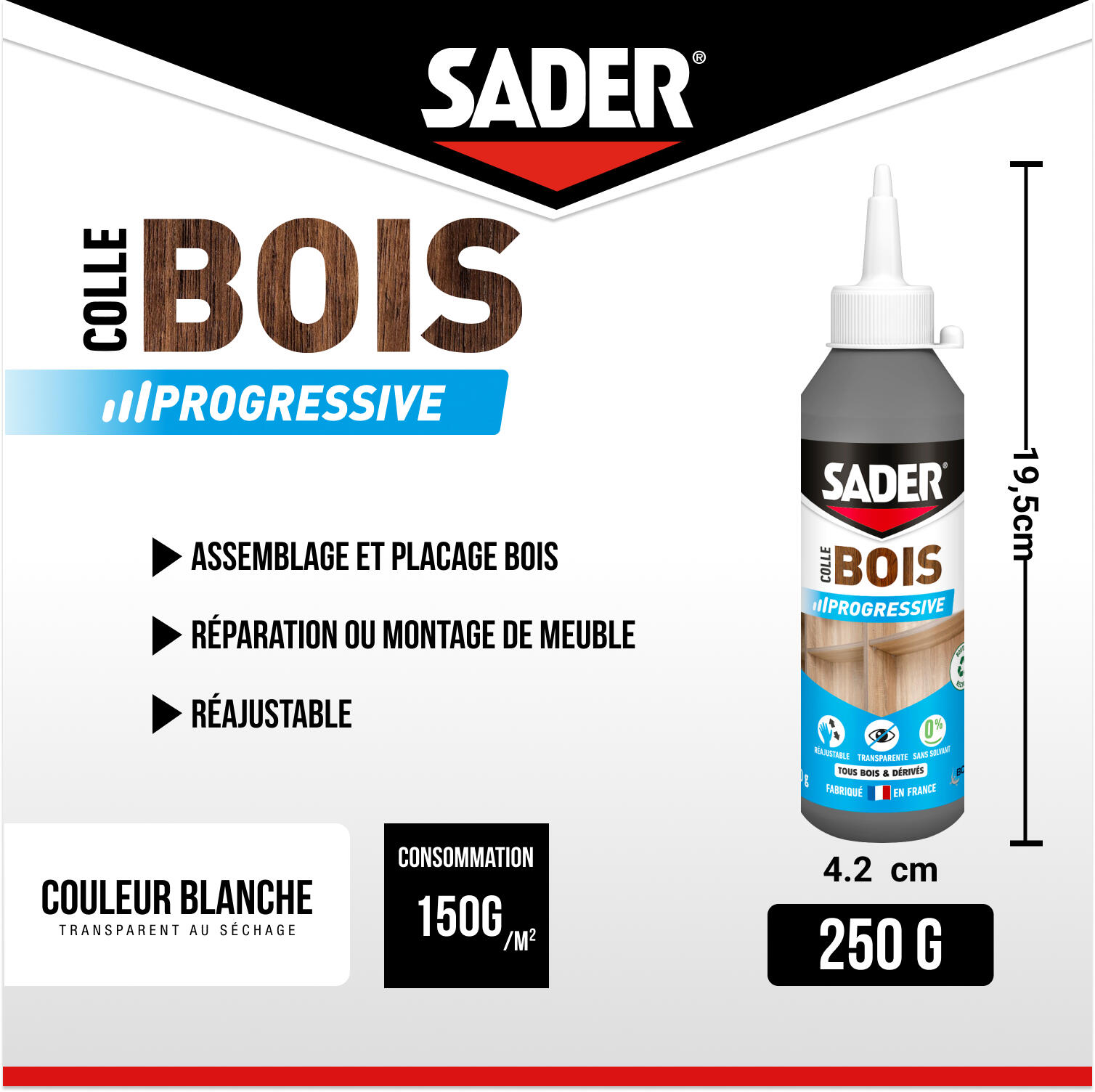 Colle d'assemblage liquide Prise progressive SADER, 250 g transparent - 2
