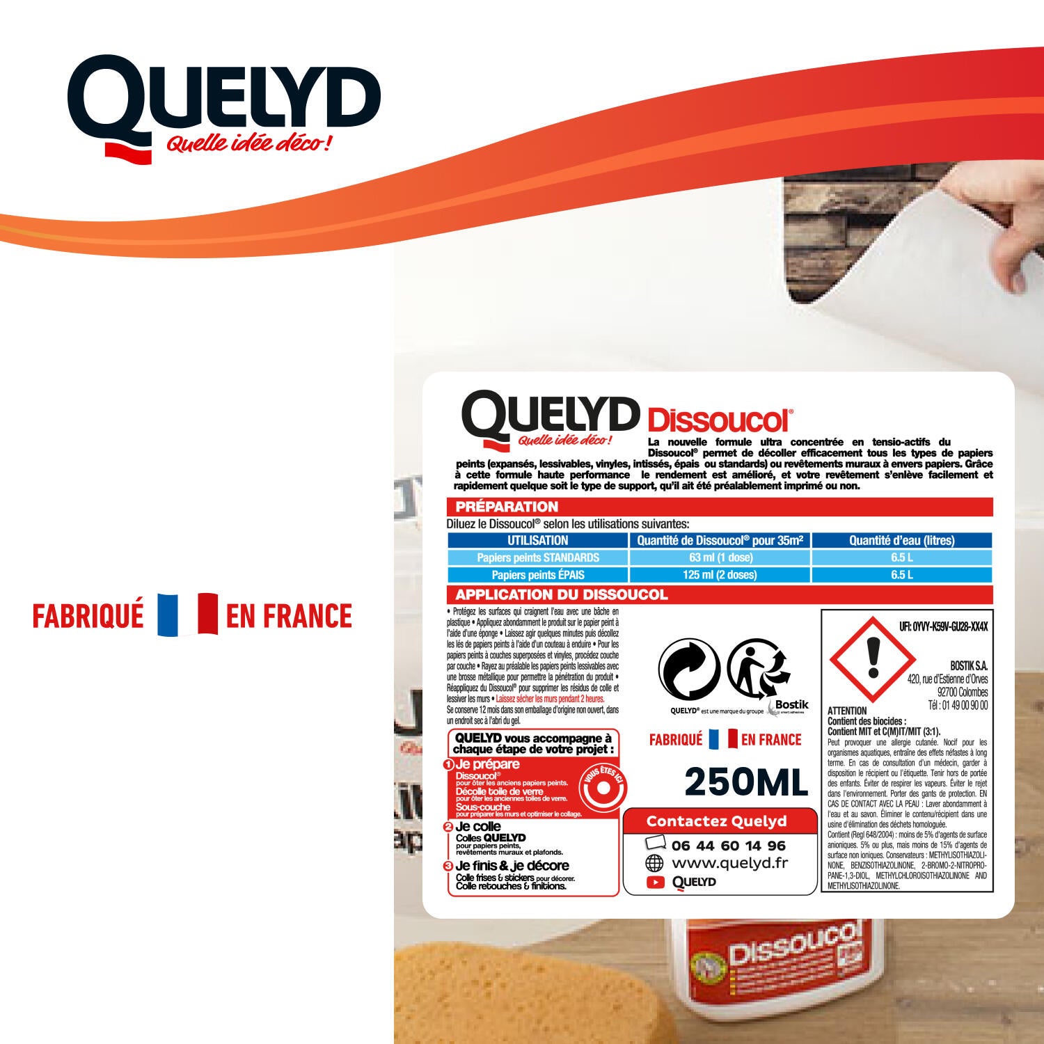 Décolleur de papier peint Dissoucol QUELYD, 250ml - 5