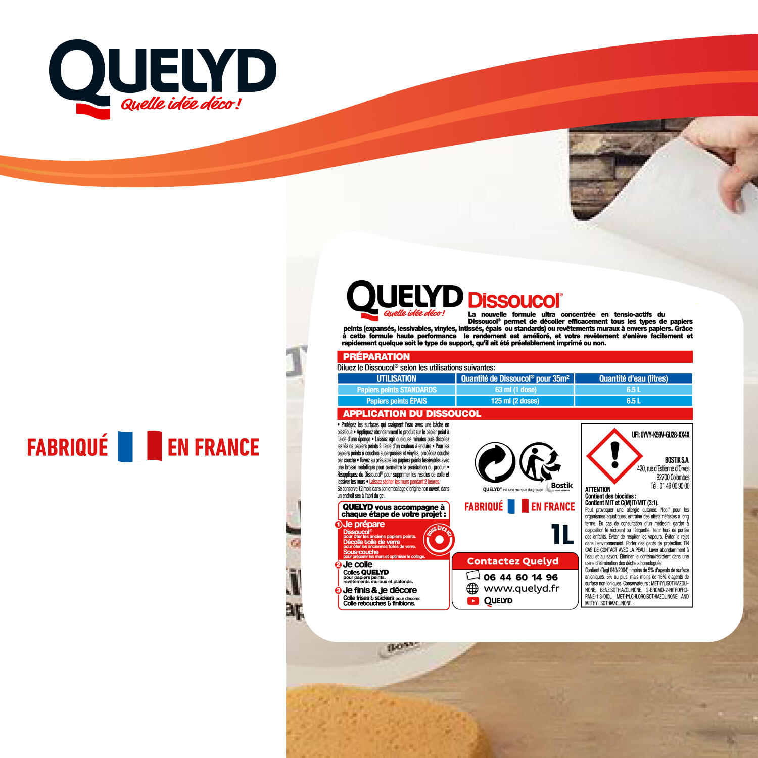 Décolleur de papier peint Dissoucol QUELYD, 1l - 6
