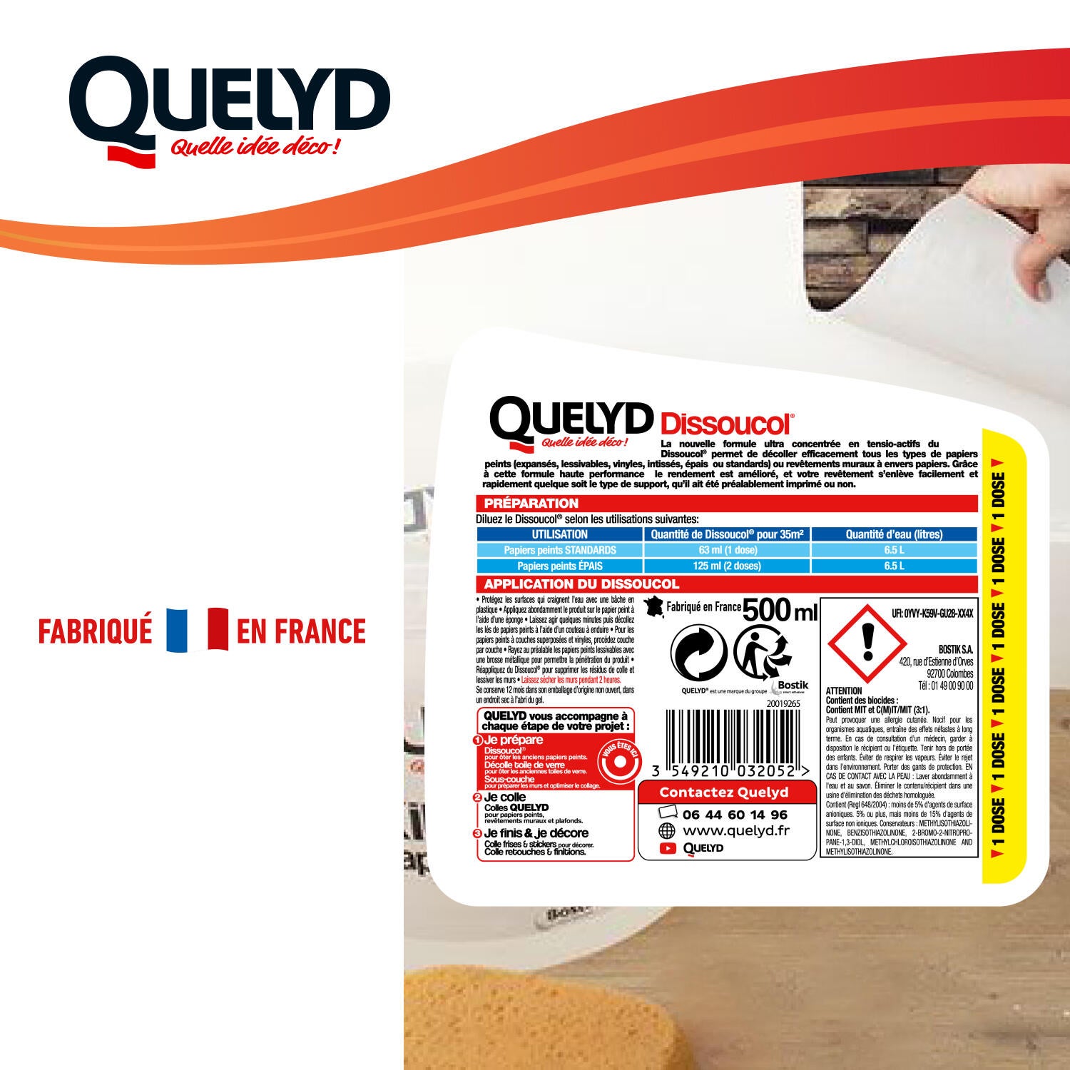 Décolleur de papier peint Dissoucol QUELYD, 0.5l - 6