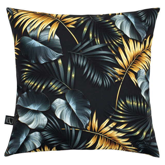 Poduszka ogrodowa dekoracyjna Galia Jess 45x45 cm czarna w liście Domarex