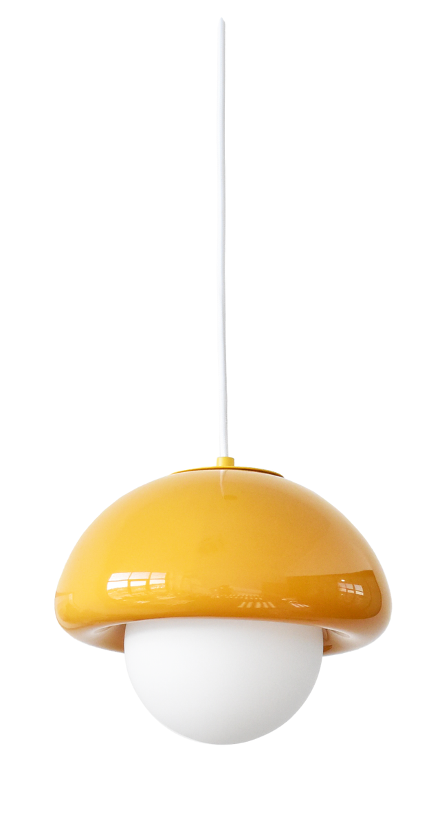 Suspension Pop champi verre, jaune, Diam.25 cm, E27
