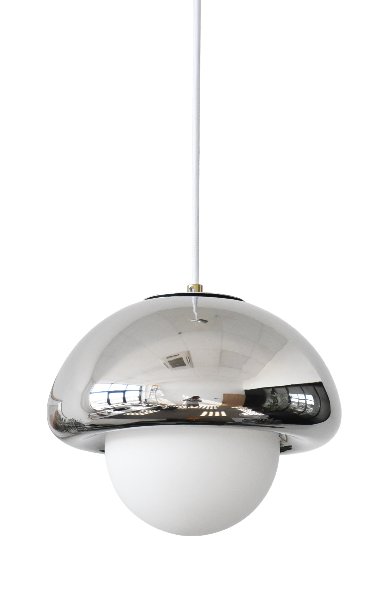 Suspension Pop champi verre, chrome, Diam.25 cm, E27 | Leroy Merlin