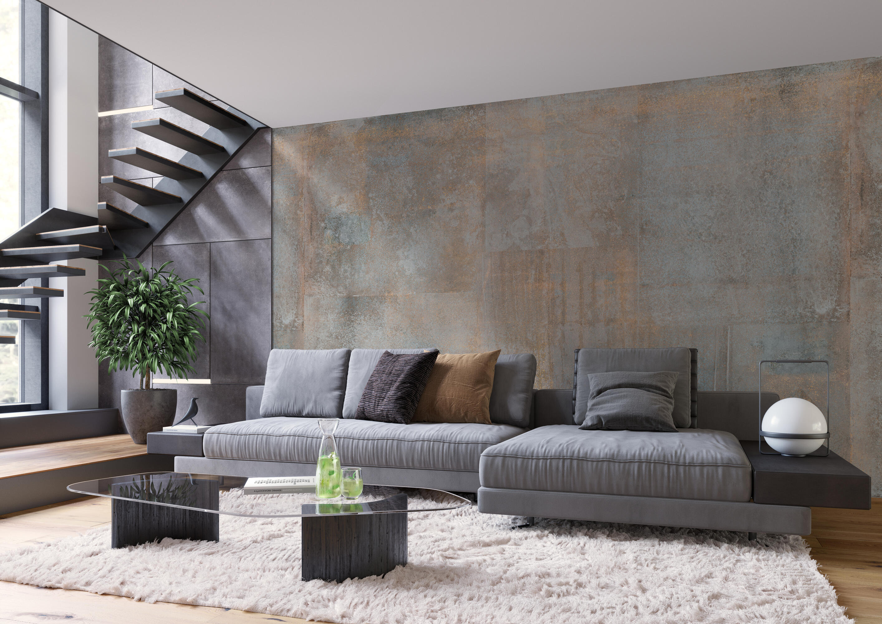 Mural papel liso limpieza con paño húmedo naturaleza loft3 364194 multicolor 424 x 300 cm rasch