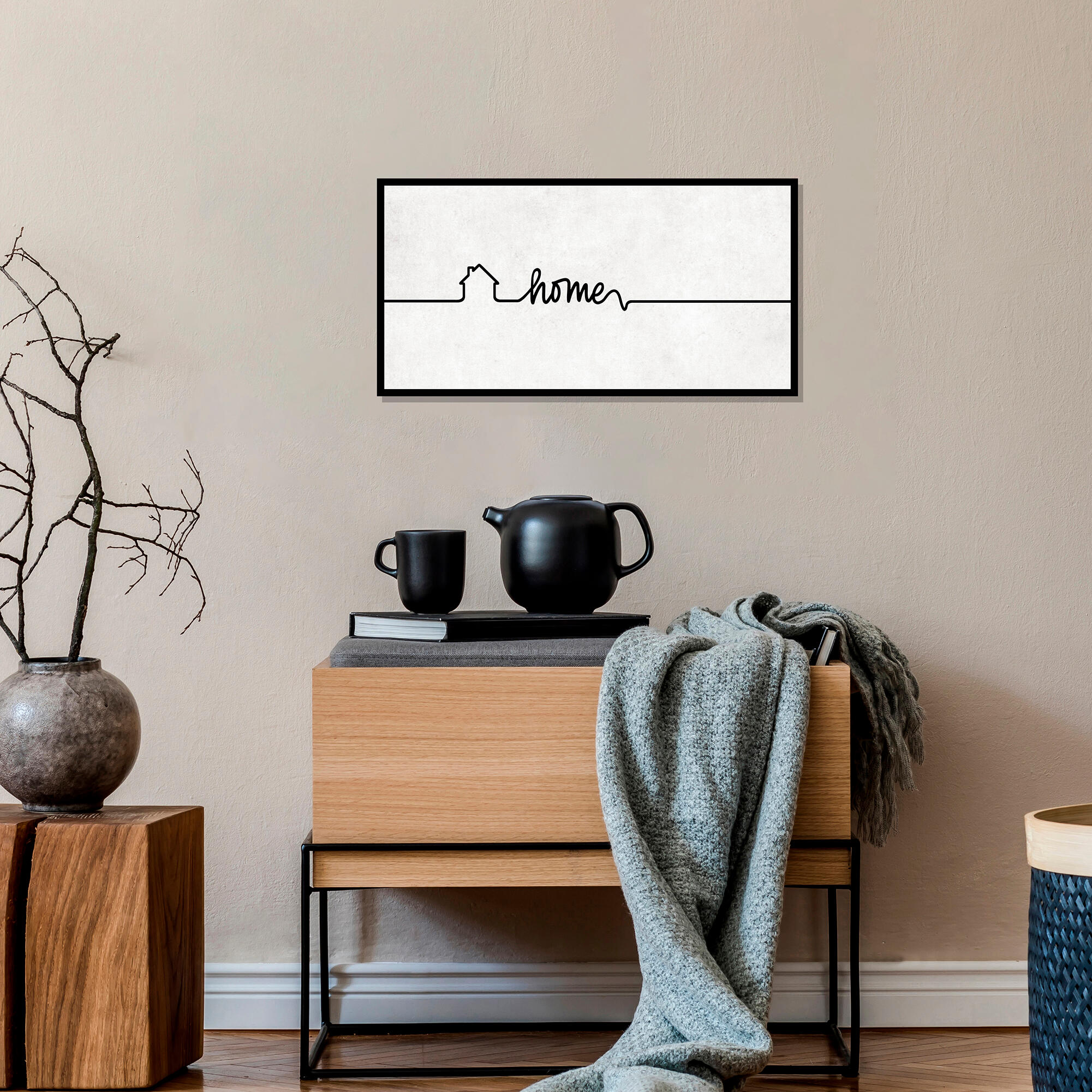 Quadro com moldura Deco Art relevo Home 20x40 cm preto - 2