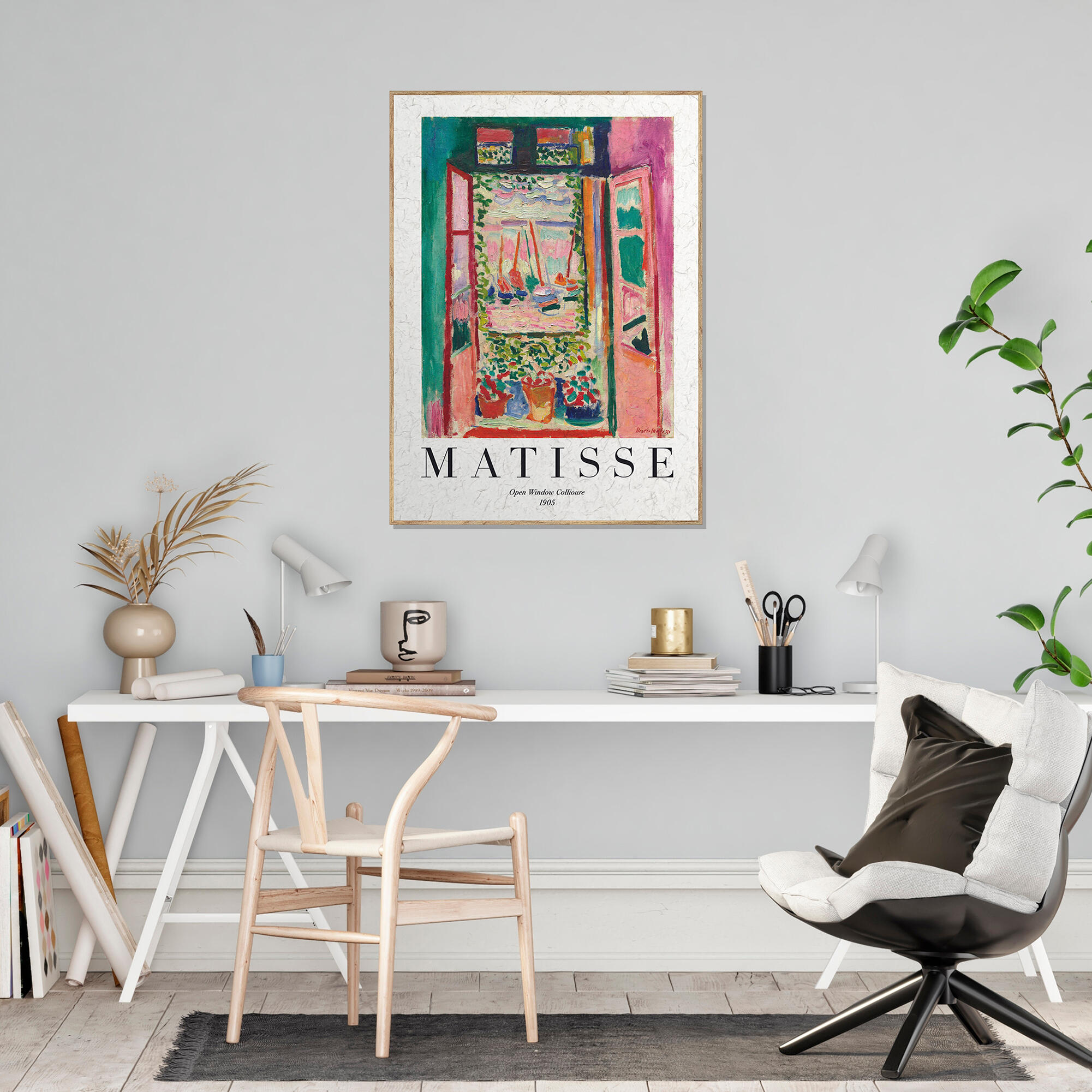 Cuadro con marco matisse ventana lino 51 cm x 71 cm