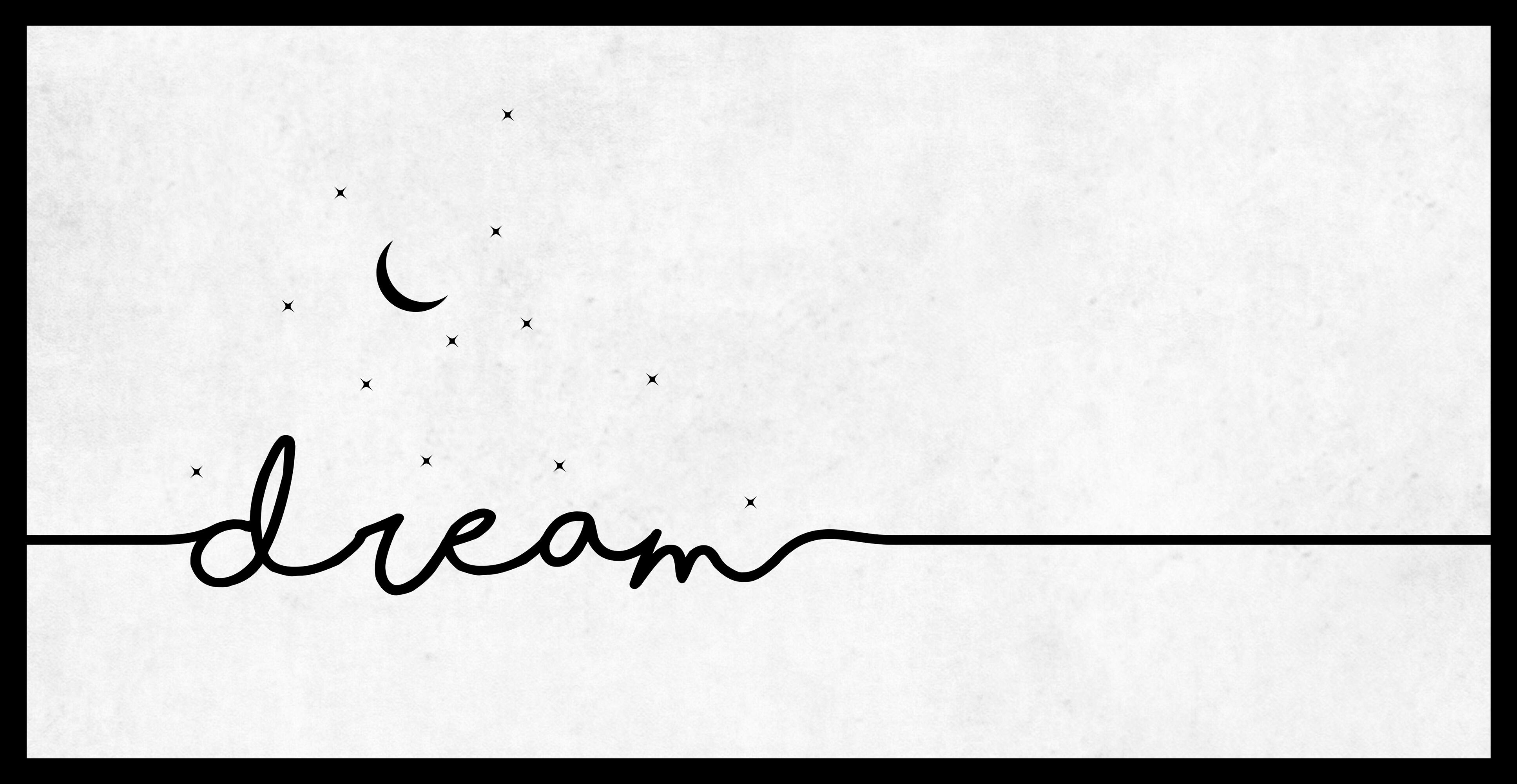Cuadro pintura impresa enmarcada Texto rectangular de 41 x 21 cm. MDF Dream Releive blanco y negro. Marco color Negro - 2
