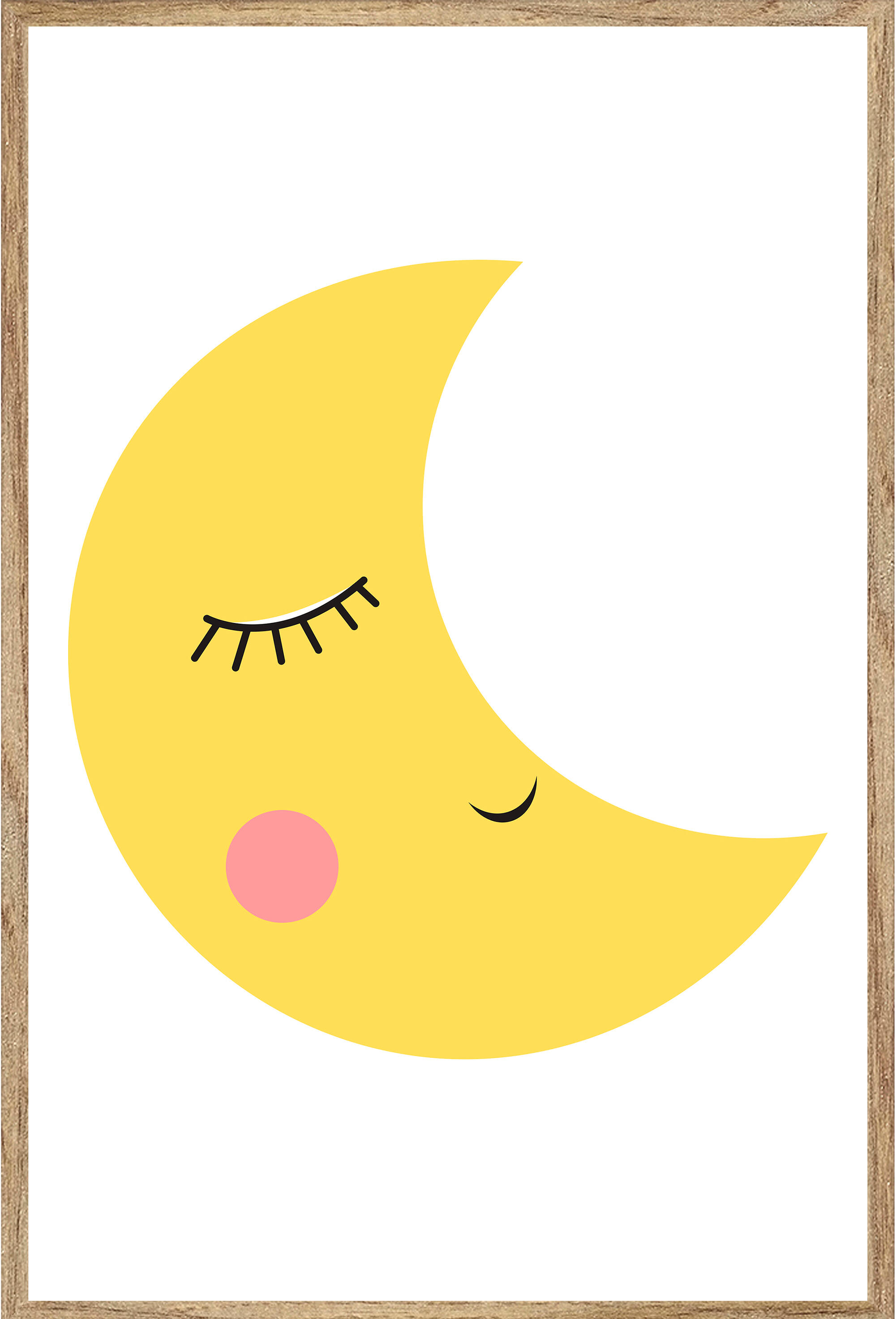 Cuadro pintura impresa enmarcada Infantil rectangular de 21 x 31 cm. MDF G Luna amarillo. Marco color Blanco - 6