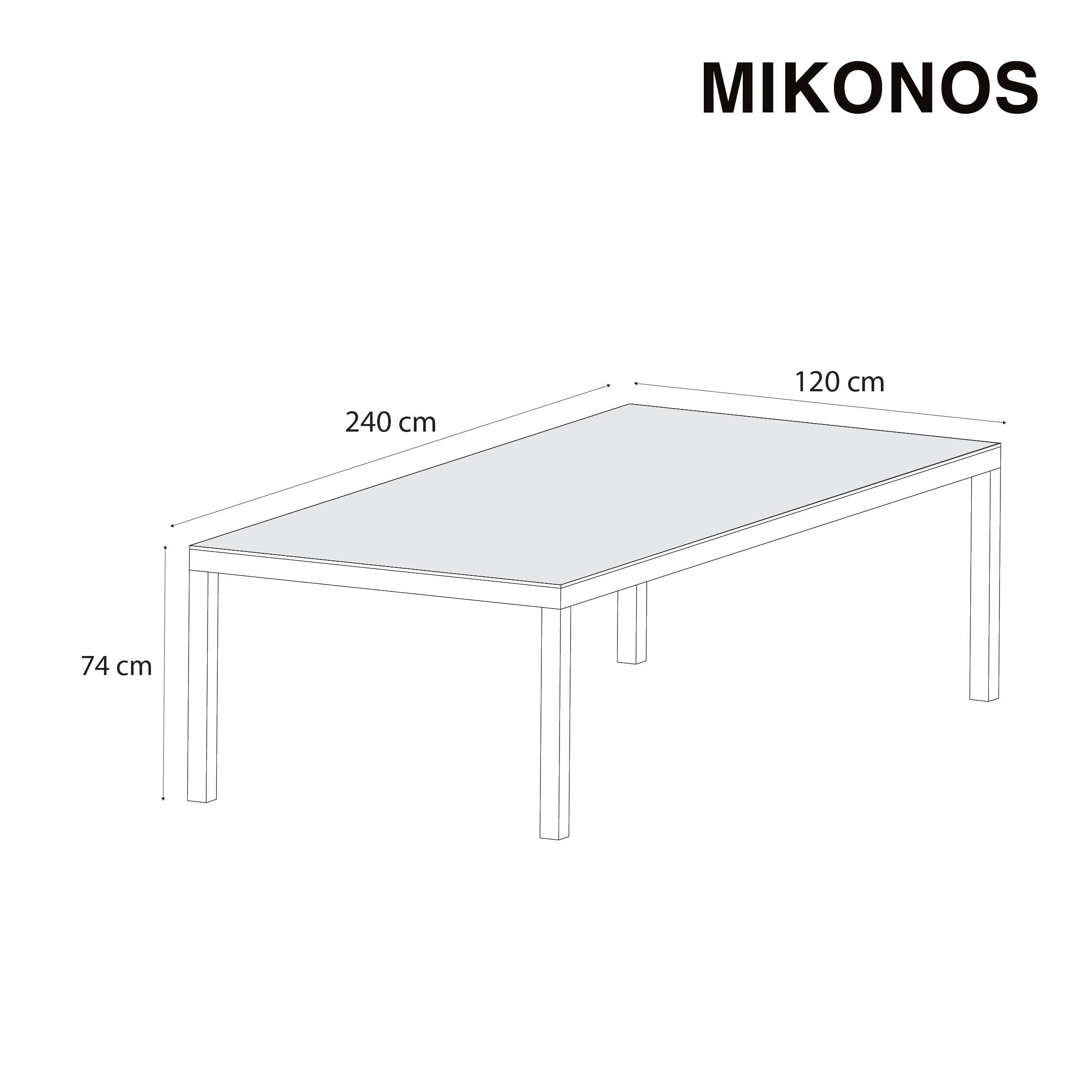 Mesa de aluminio y cerámica xxl mikonos antracita de 120x74x240 cm