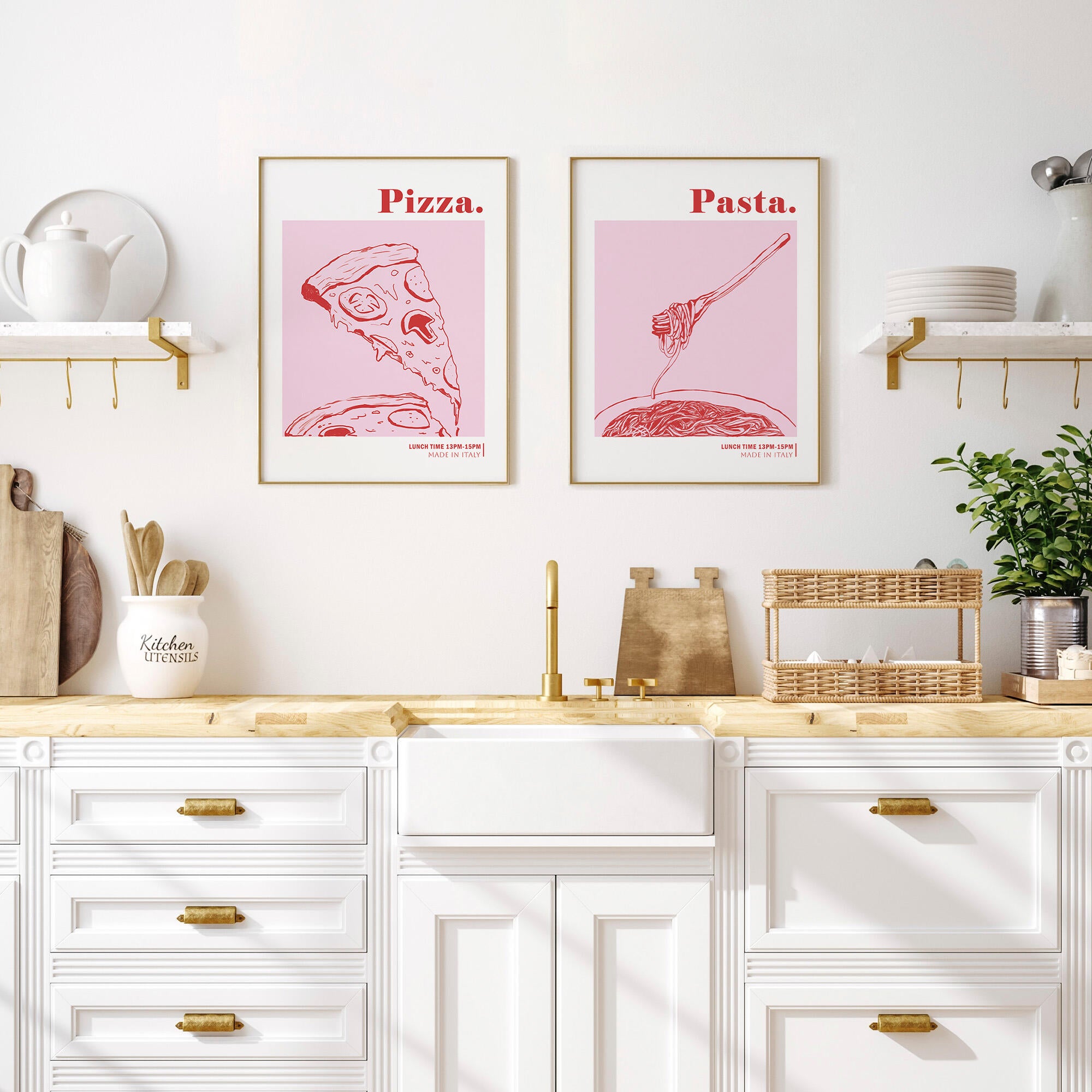Set 2 imagens Pizza e Pasta 30x40cm - 13