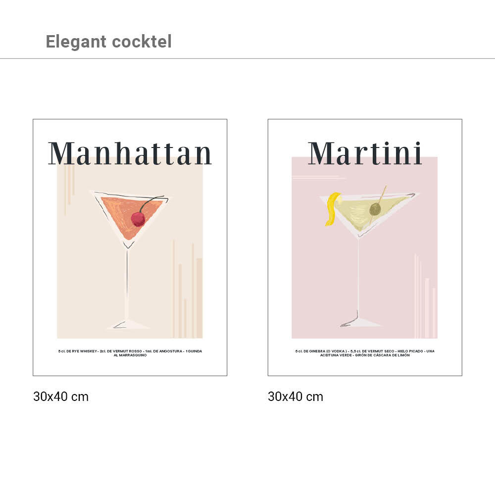 Set 2 imagens Elegant Cocktail 30x40cm - 5